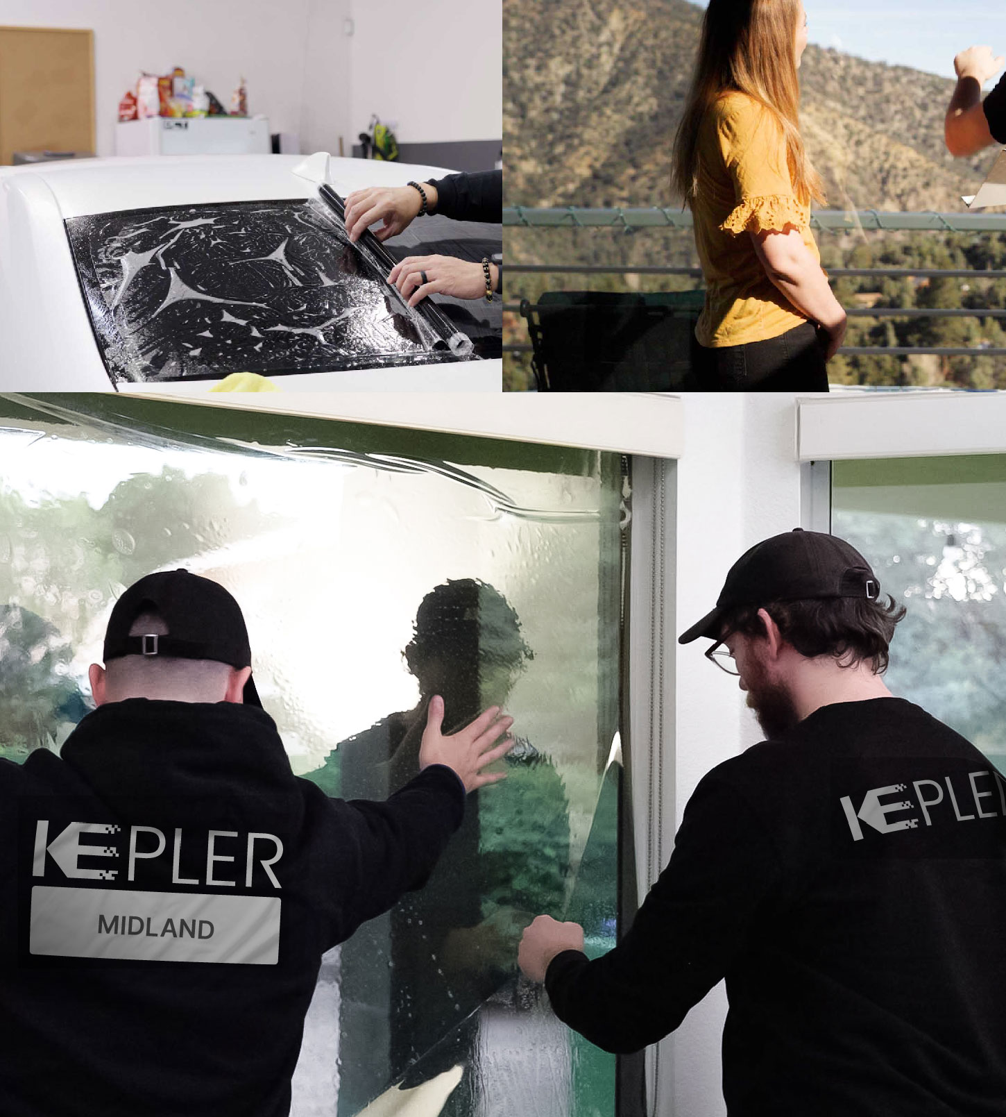 Expert Technician Installing High-tech Window Tint to Home in Midland
