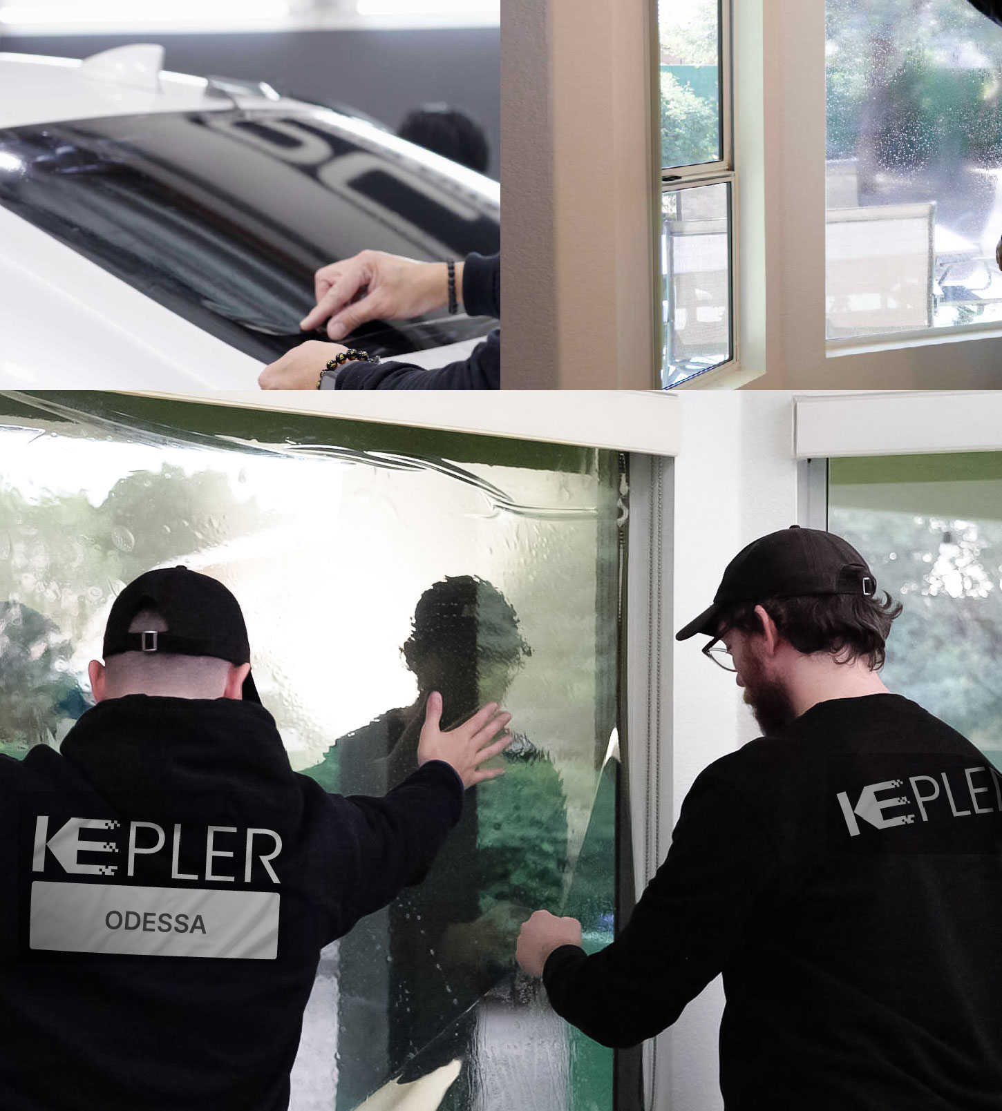 Expert Technician Applying Ceramic Window Tint to Home in Odessa