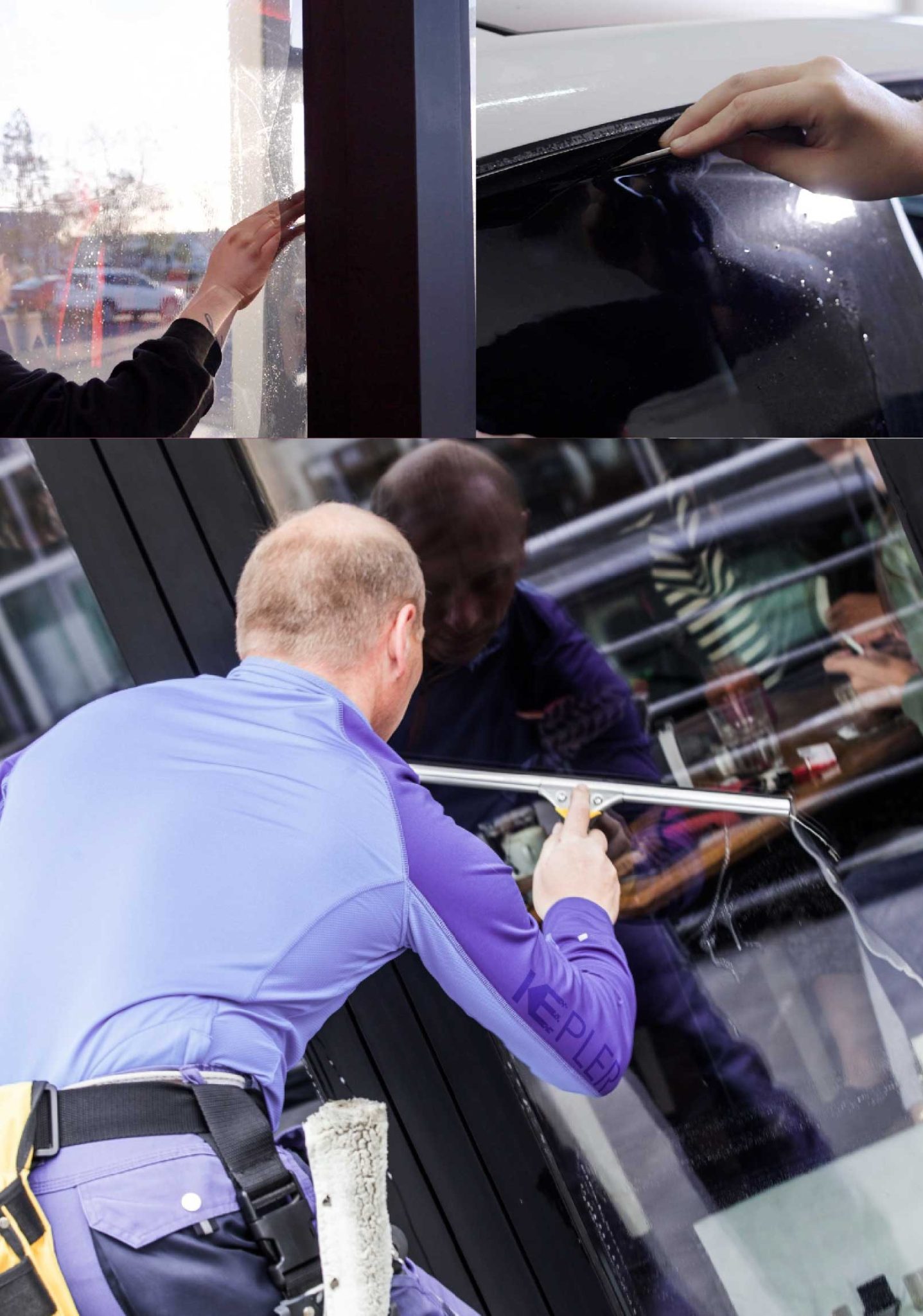 Kepler Professional Applying Anti-Graffiti Window Film to a The Dalles Shop Front