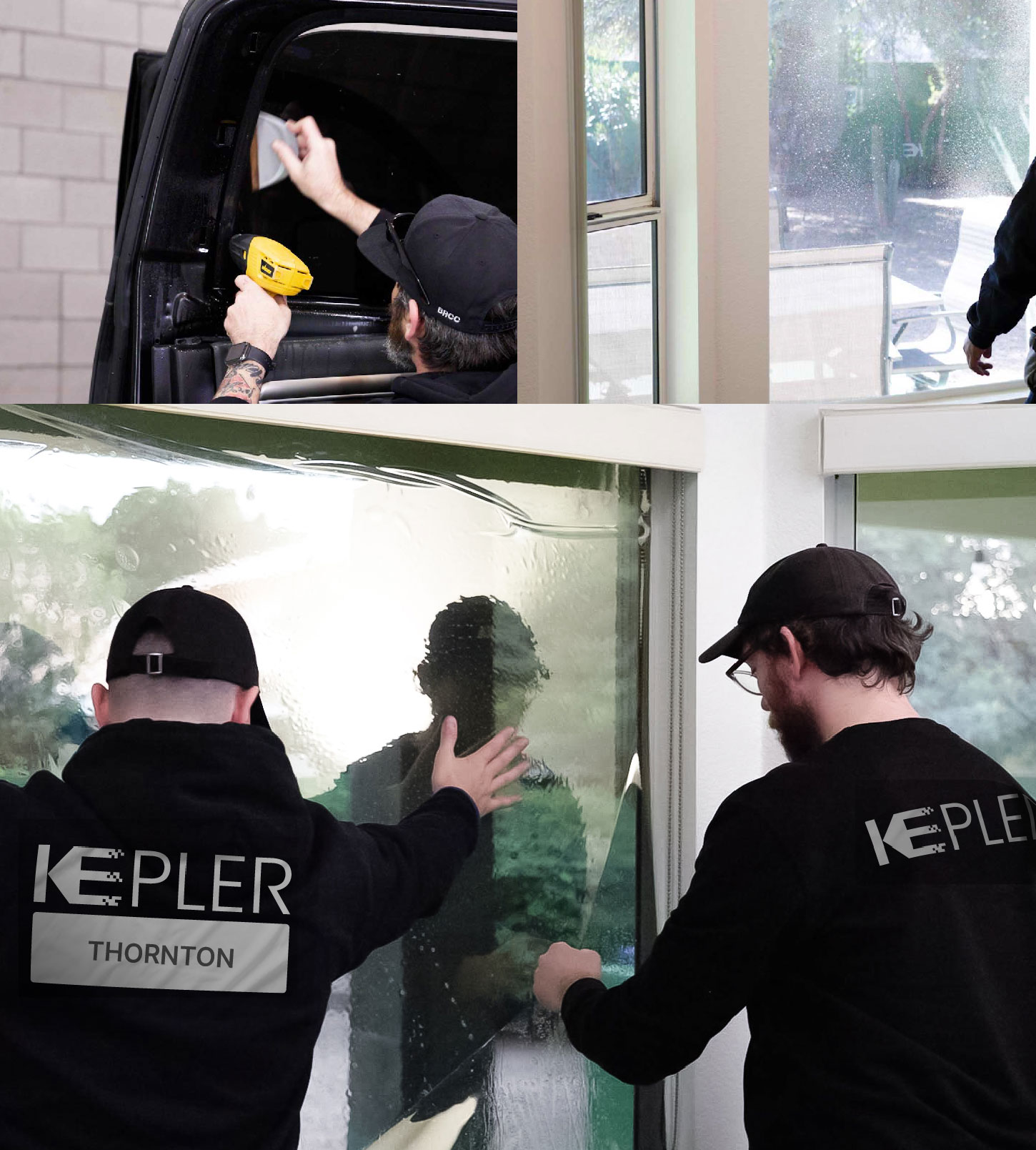 Expert Technician Applying Advanced Window Tint to Home in Thornton