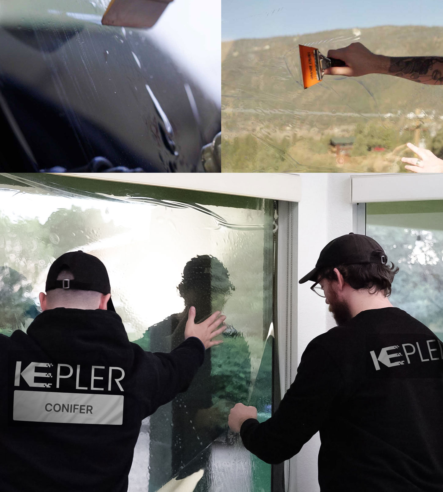Expert Technician Fitting High-tech Window Tint to Home in Conifer