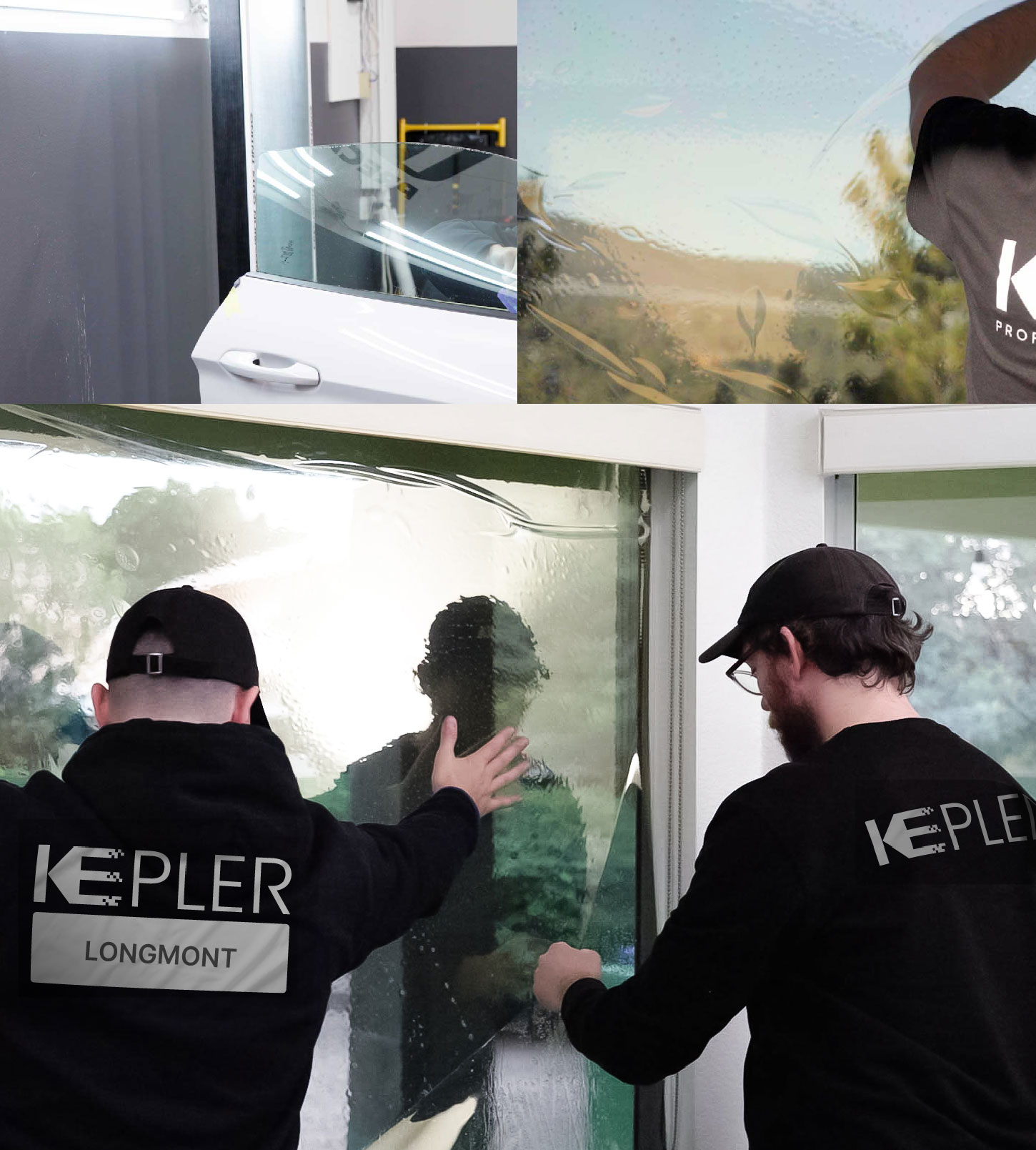 Expert Technician Applying Ceramic Window Tint to Home in Longmont