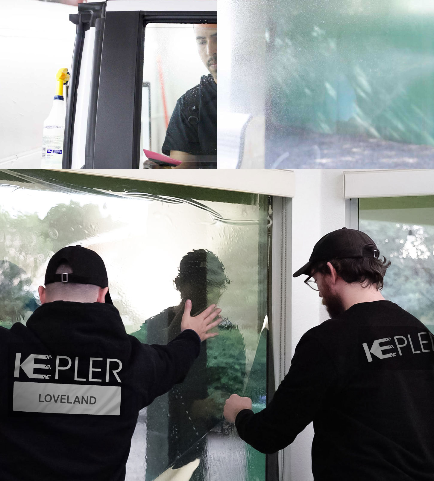 Kepler Technician Installing Ceramic Window Tint to Home in Loveland