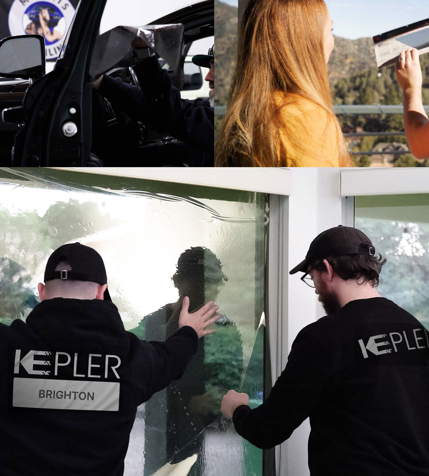 Expert Technician Fitting Ceramic Window Tint to Home in Brighton