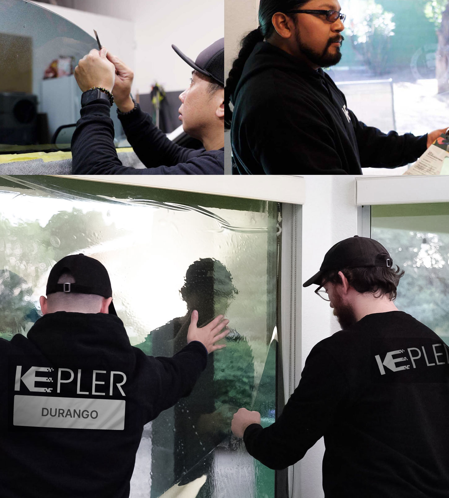 Expert Technician Fitting Advanced Window Tint to Home in Durango