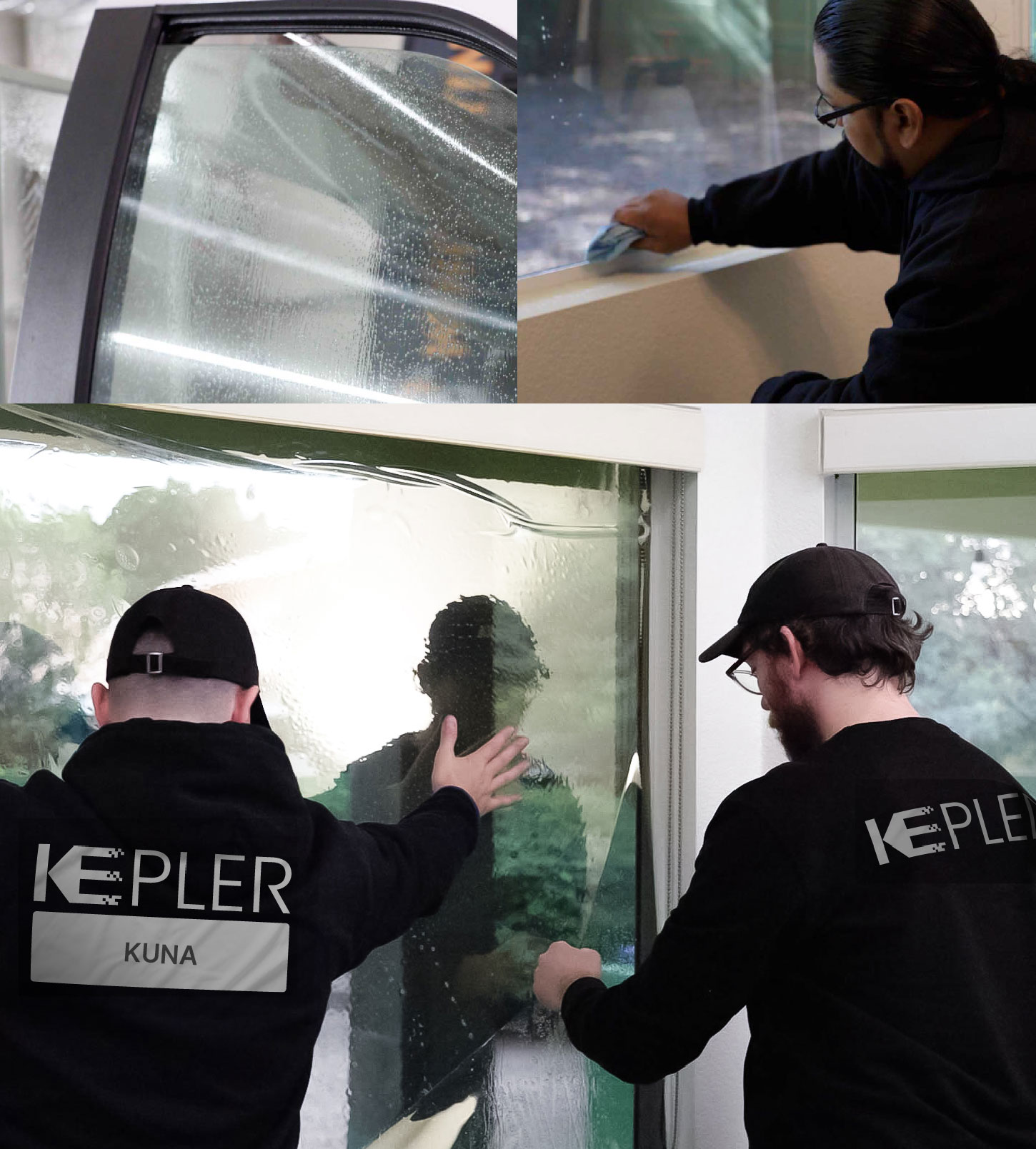 Expert Technician Installing Ceramic Window Tint to Home in Kuna