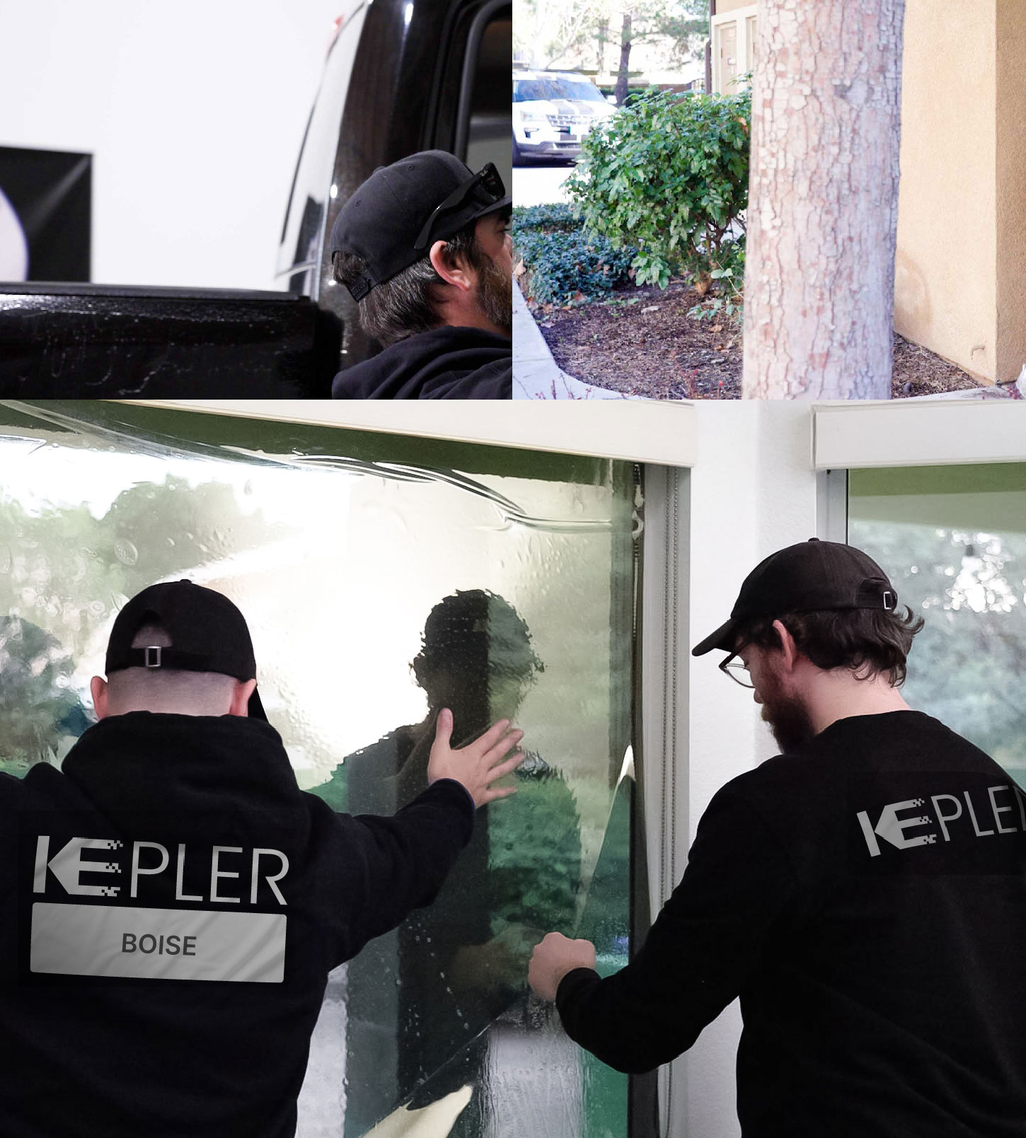 Kepler Technician Fitting Advanced Window Tint to Home in Boise