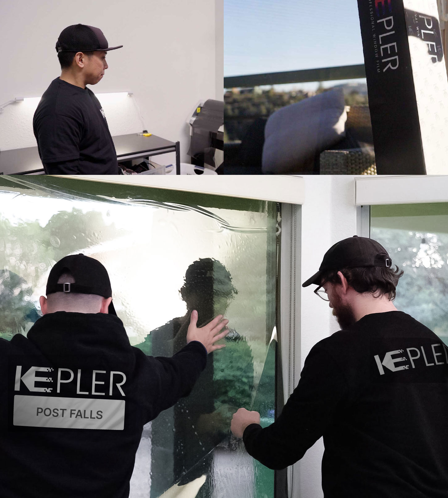 Expert Technician Installing Ceramic Window Tint to Home in Post Falls
