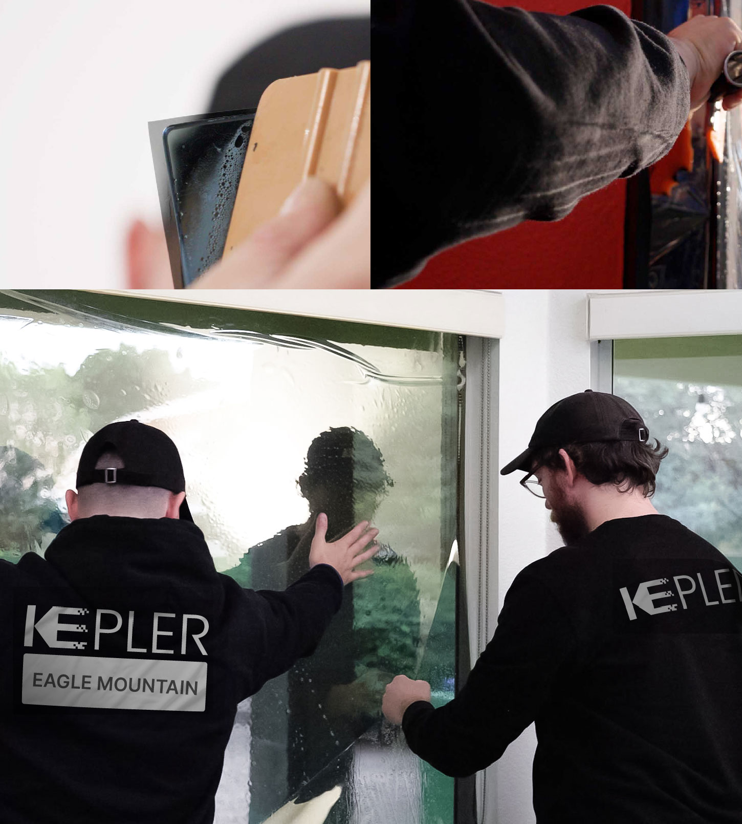 Expert Technician Installing Ceramic Window Tint to Home in Eagle Mountain
