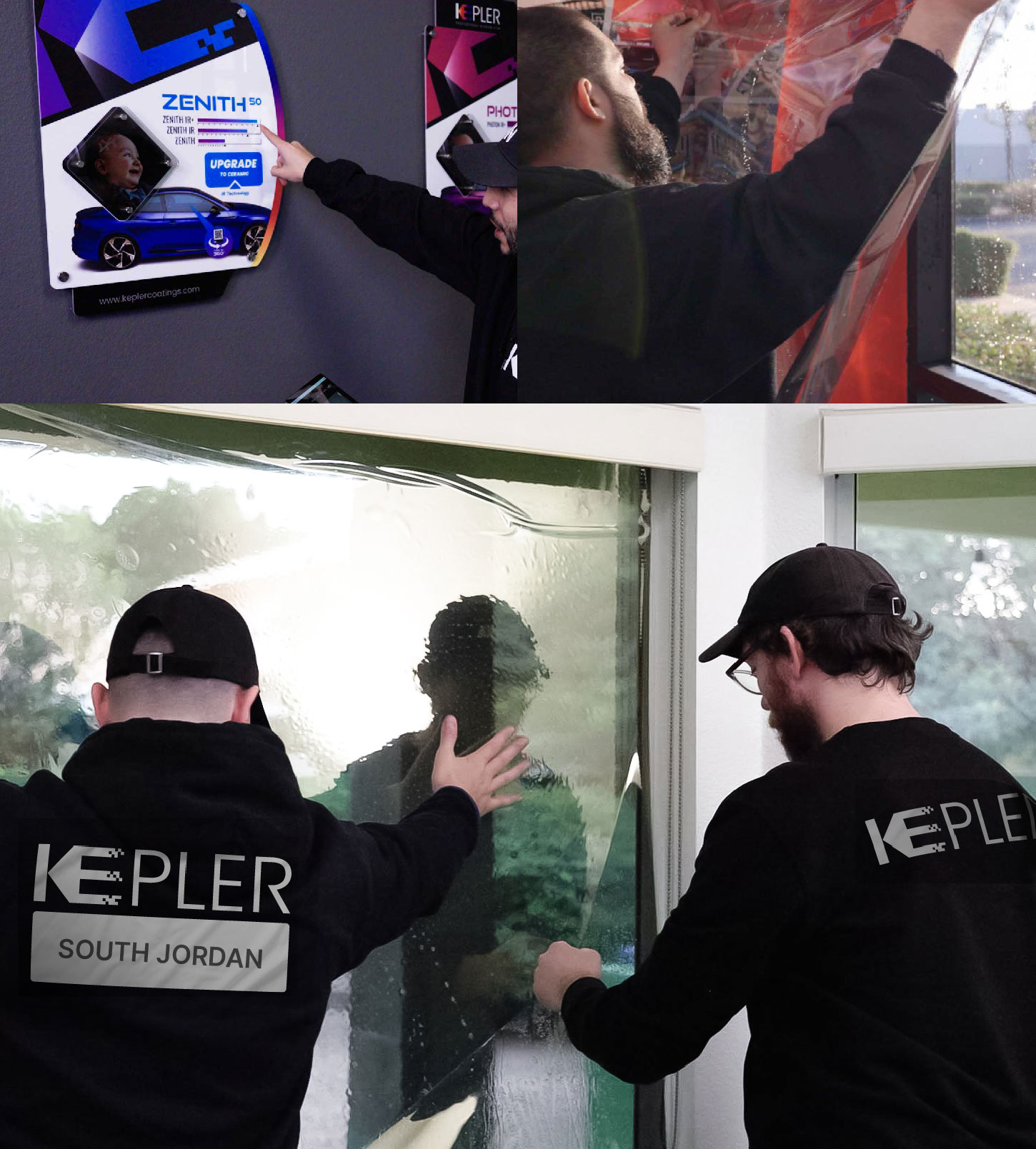 Kepler Technician Applying Advanced Window Tint to Home in South Jordan