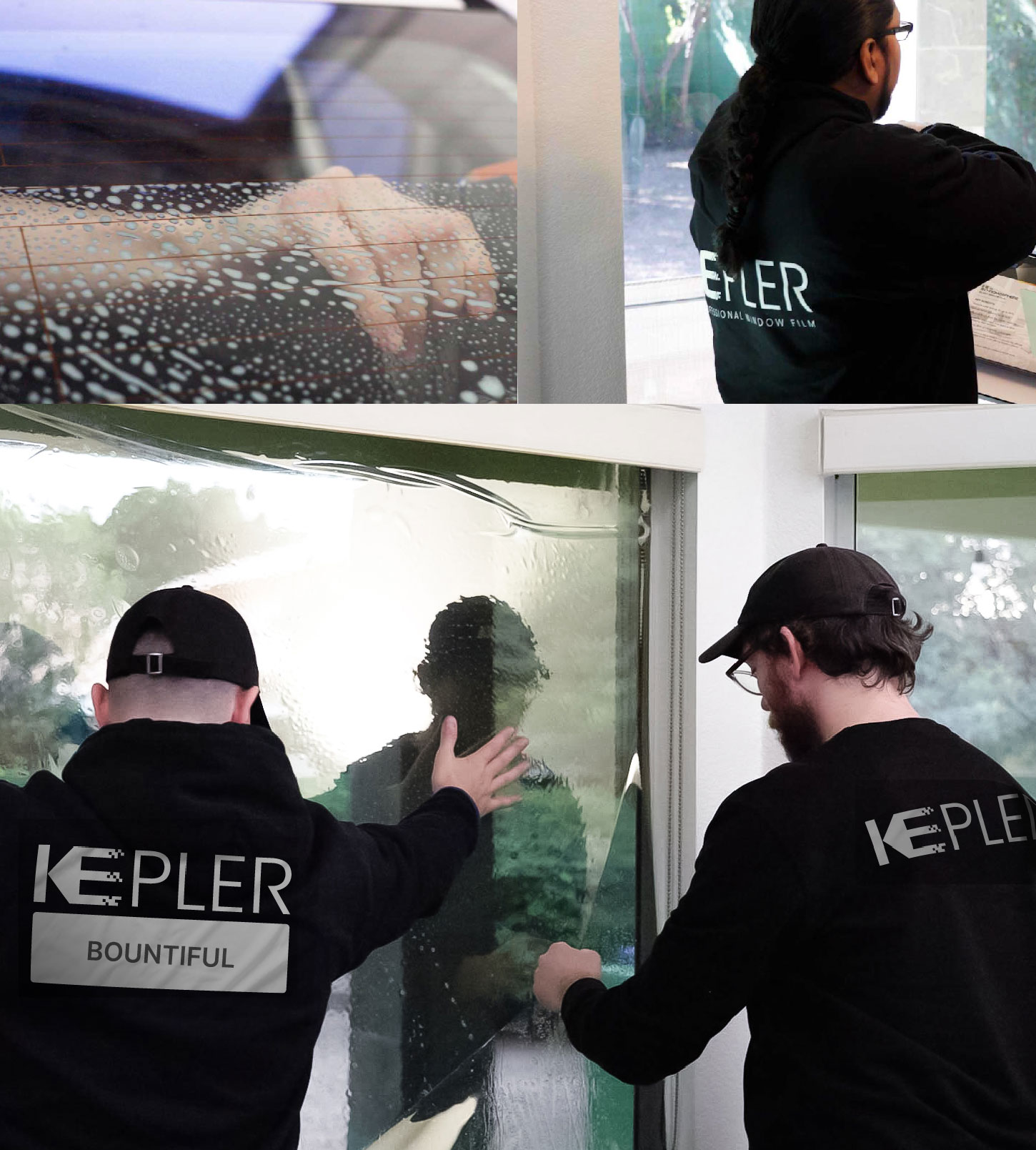 Kepler Technician Fitting Ceramic Window Tint to Home in Bountiful