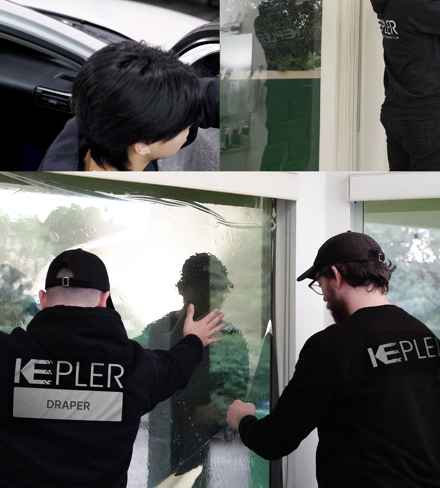 Kepler Technician Applying Advanced Window Tint to Home in Draper