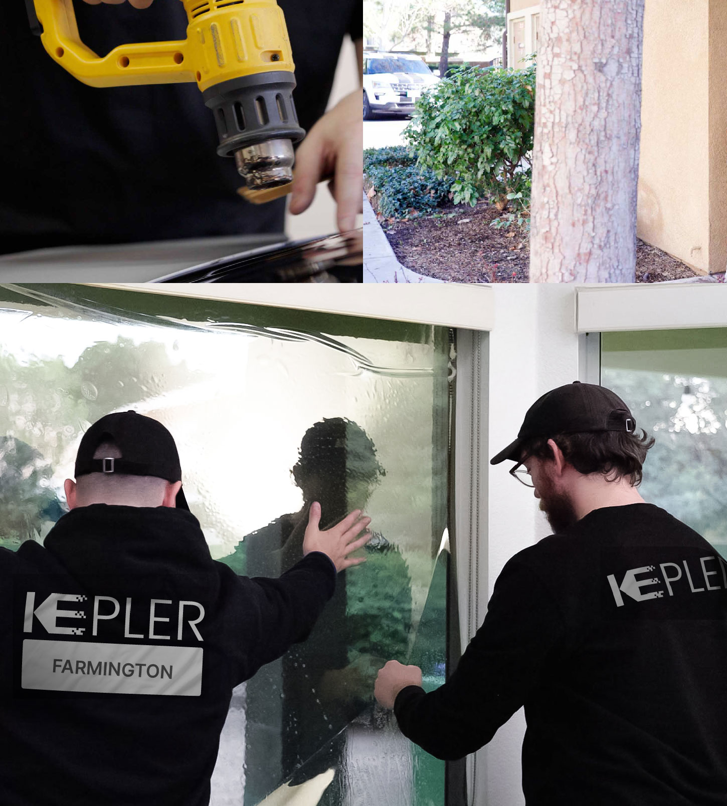 Kepler Technician Installing Ceramic Window Tint to Home in Farmington