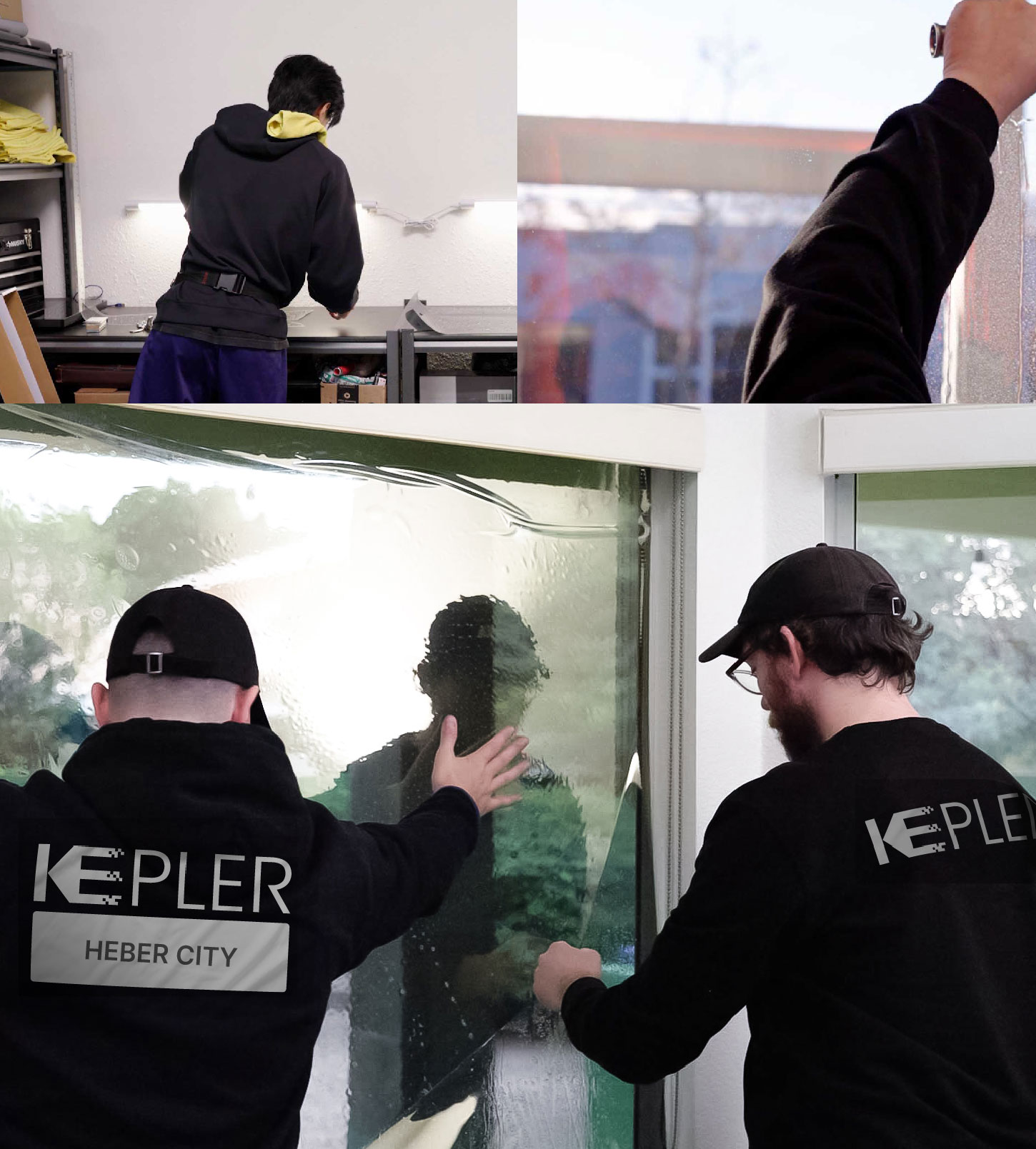 Kepler Technician Fitting Advanced Window Tint to Home in Heber City