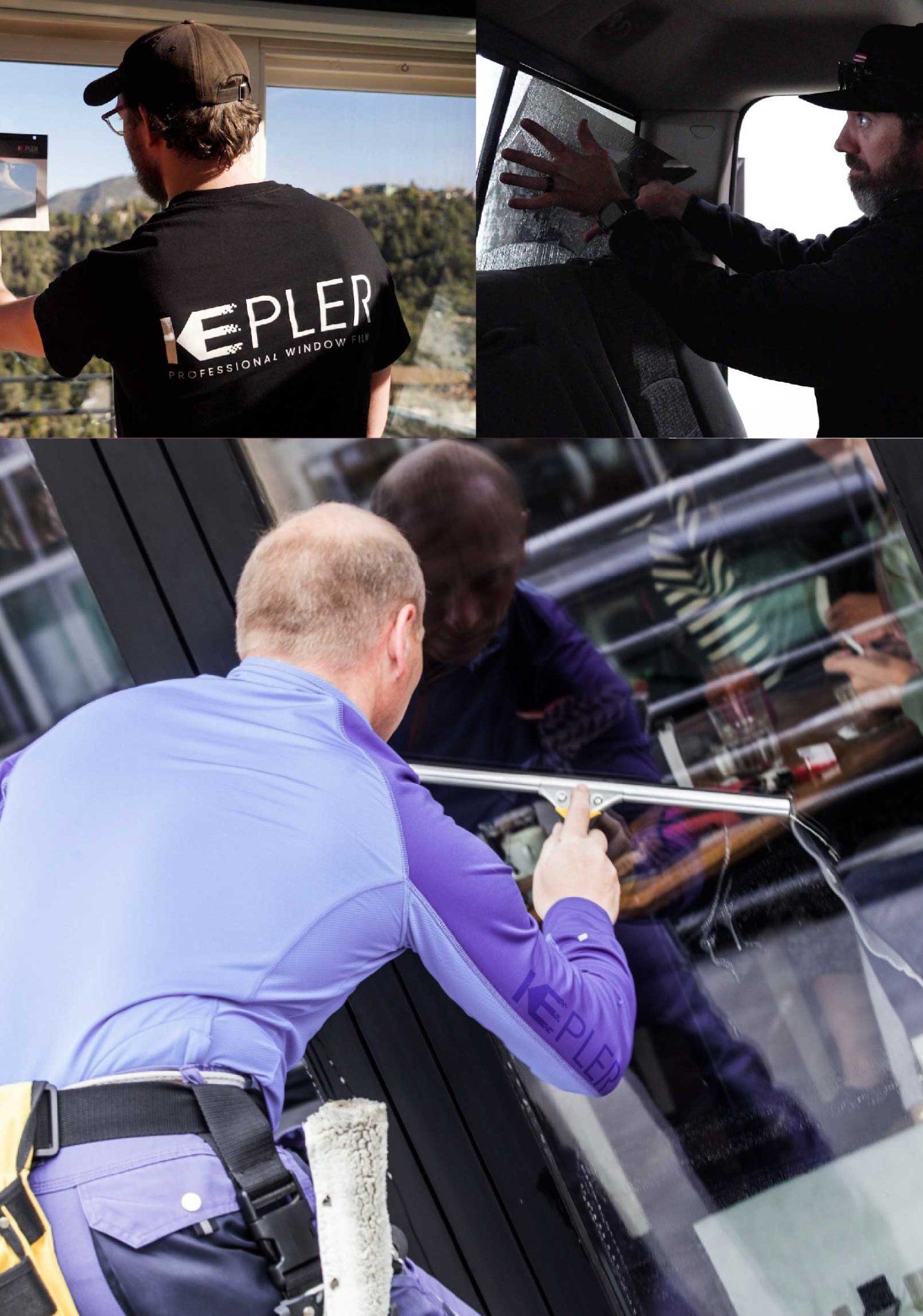Kepler Skilled Applying Anti-Graffiti Window Film to a Bellingham Shop Front