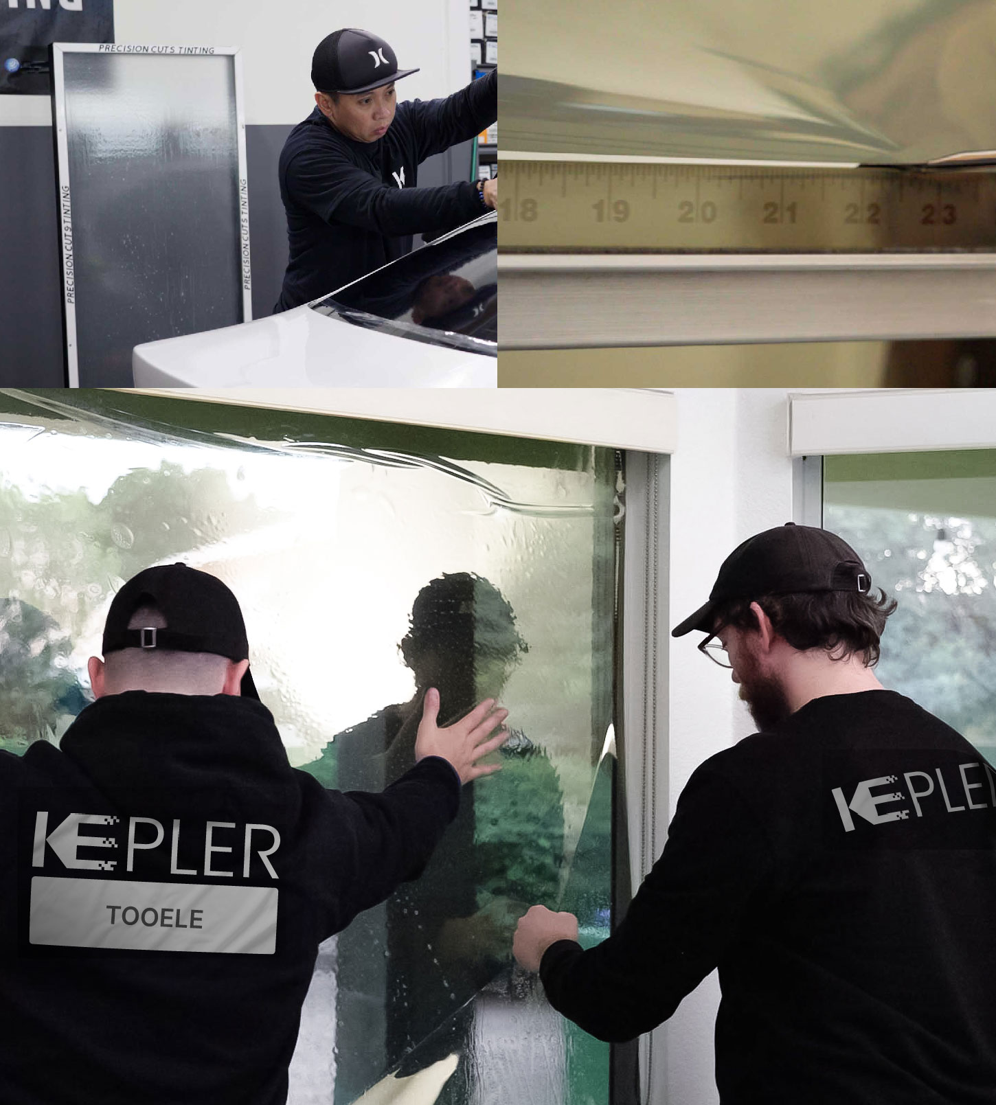 Kepler Technician Installing Advanced Window Tint to Home in Tooele