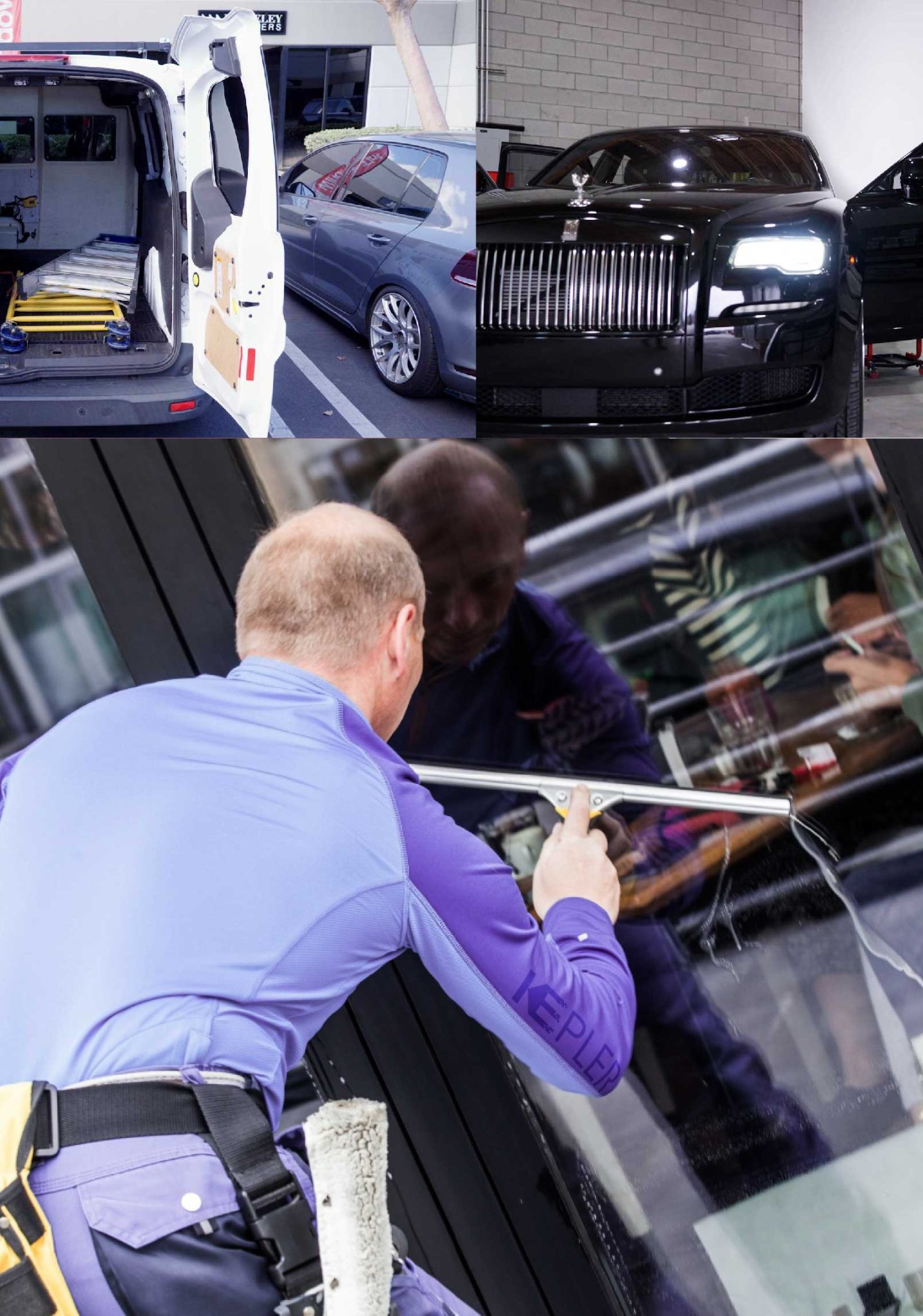 Kepler Professional Applying Anti-Graffiti Window Film to a Oak Harbor Shop Front