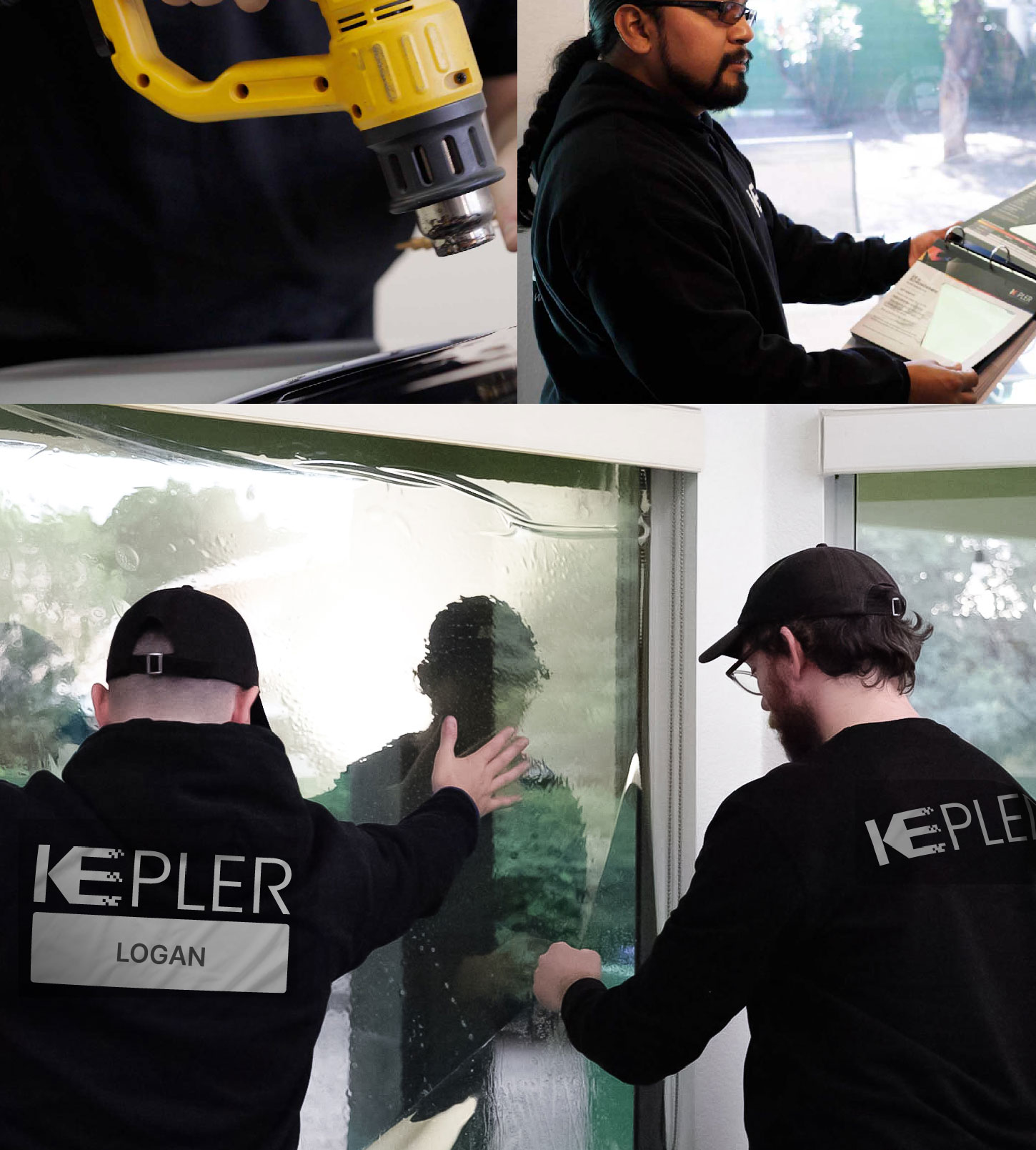 Expert Technician Fitting Ceramic Window Tint to Home in Logan