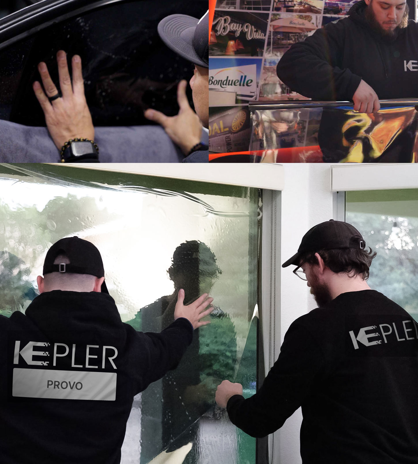 Kepler Technician Applying Ceramic Window Tint to Home in Provo