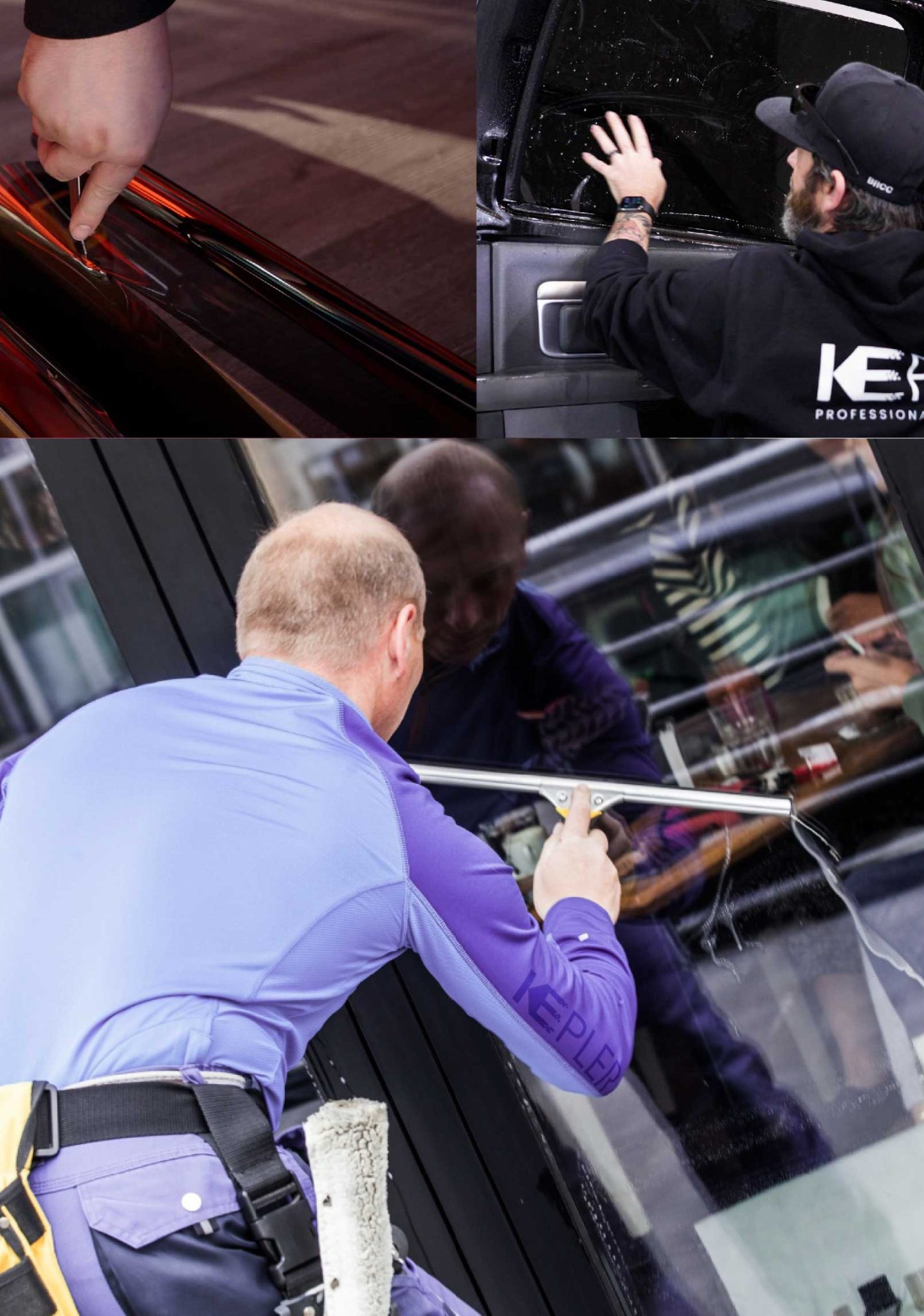 Kepler Professional Applying Anti-Graffiti Window Film to a Port Angeles Shop Front