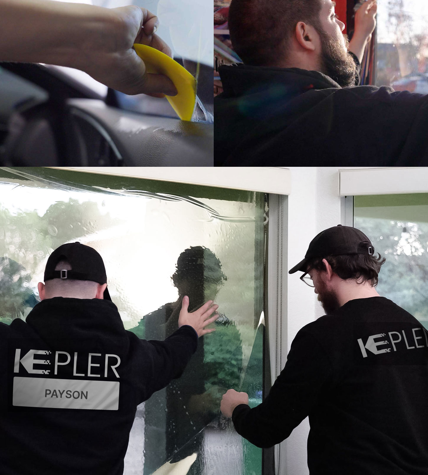 Expert Technician Applying Ceramic Window Tint to Home in Payson