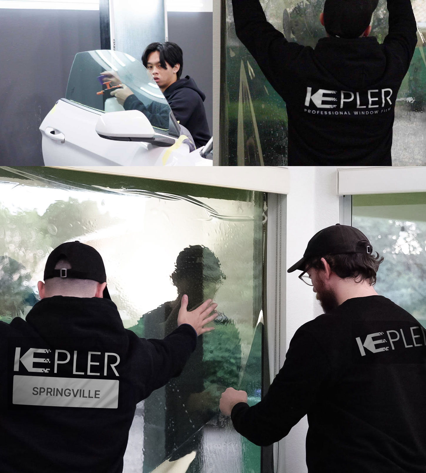 Expert Technician Installing Advanced Window Tint to Home in Springville
