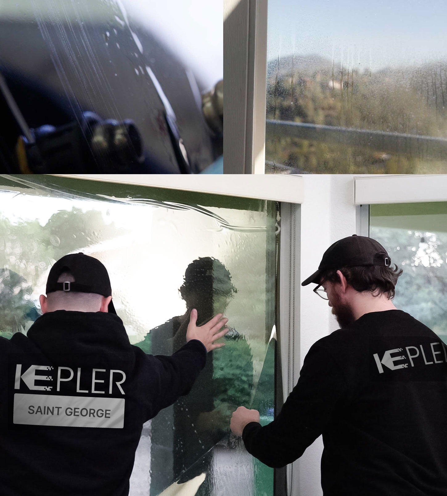 Expert Technician Installing Ceramic Window Tint to Home in Saint George
