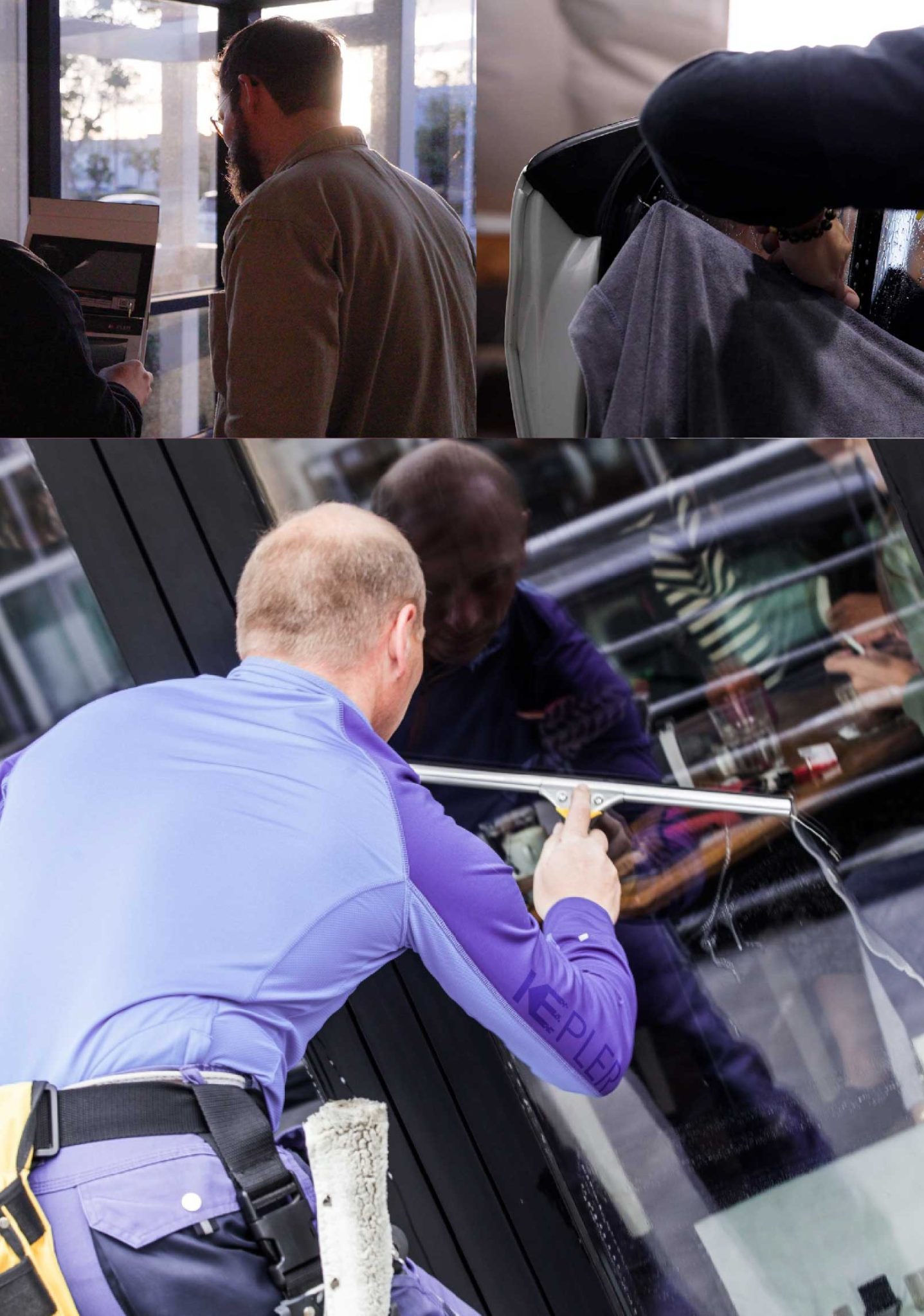 Kepler Professional Applying Anti-Graffiti Window Film to a University Place Shop Front
