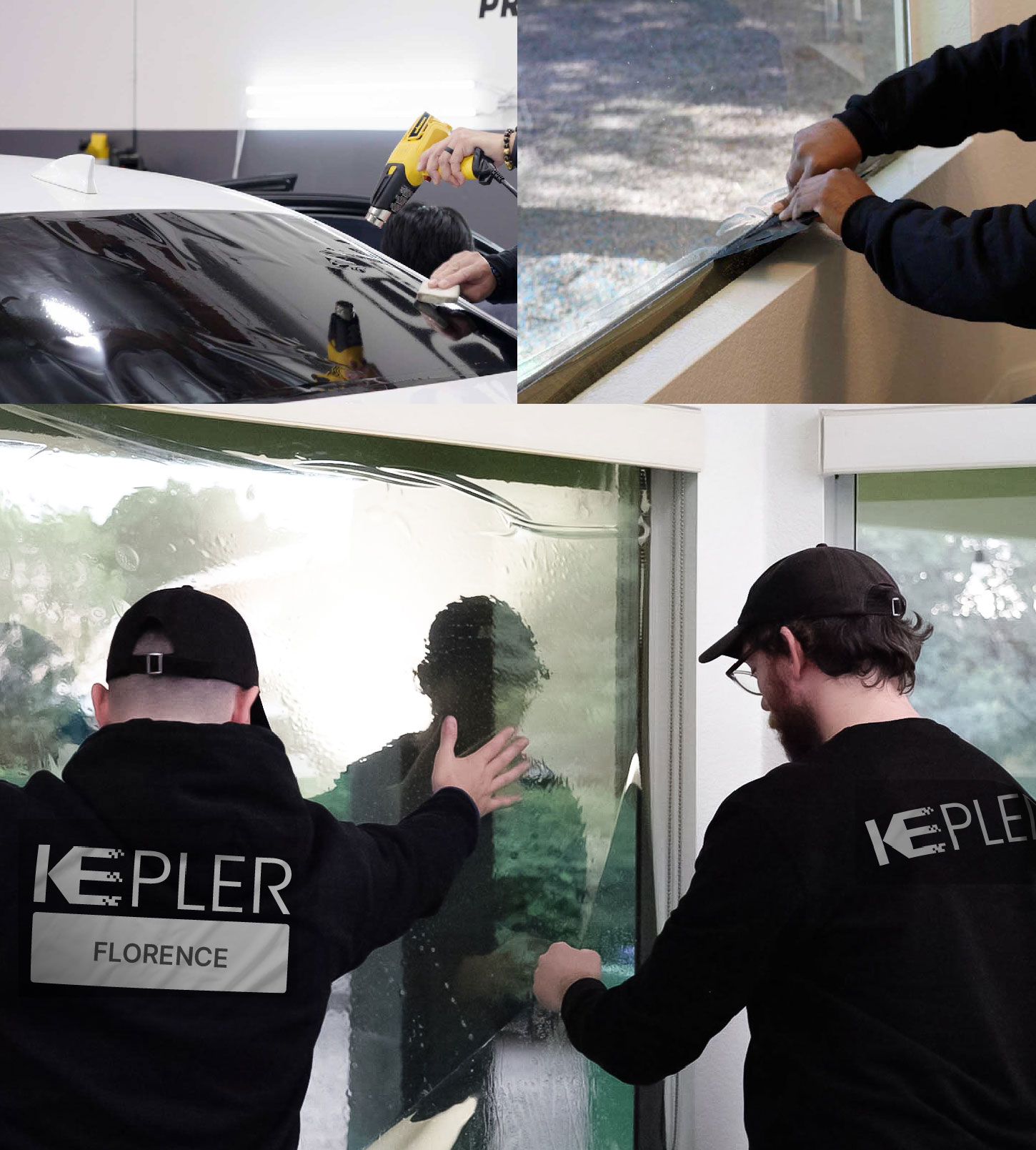 Expert Technician Installing High-tech Window Tint to Home in Florence