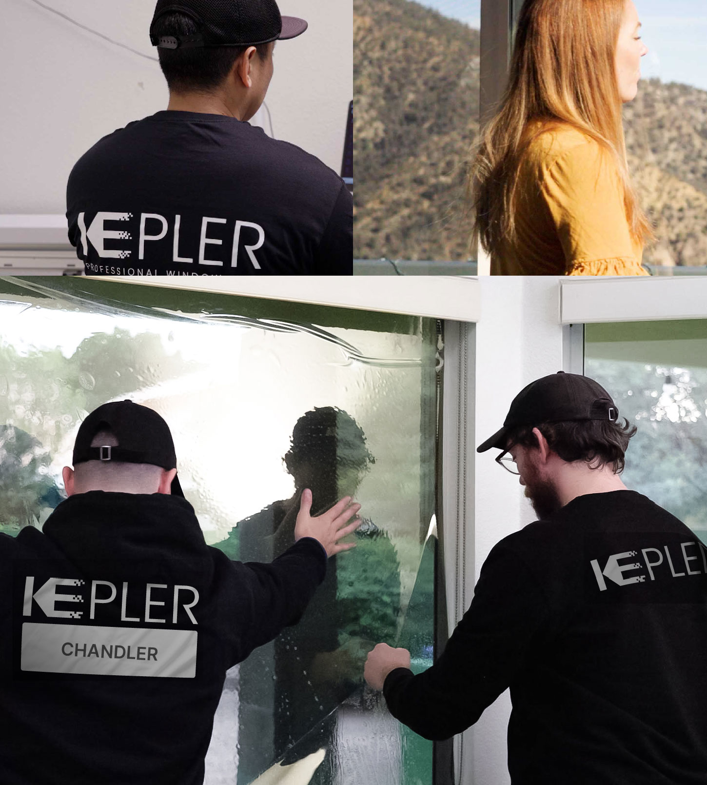 Kepler Technician Applying Ceramic Window Tint to Home in Chandler