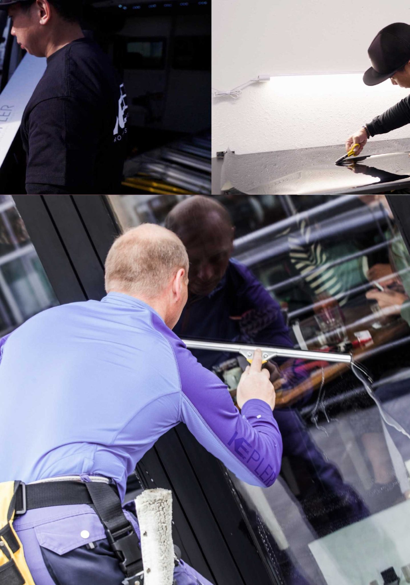 Kepler Professional Applying Anti-Graffiti Window Film to a Washougal Shop Front
