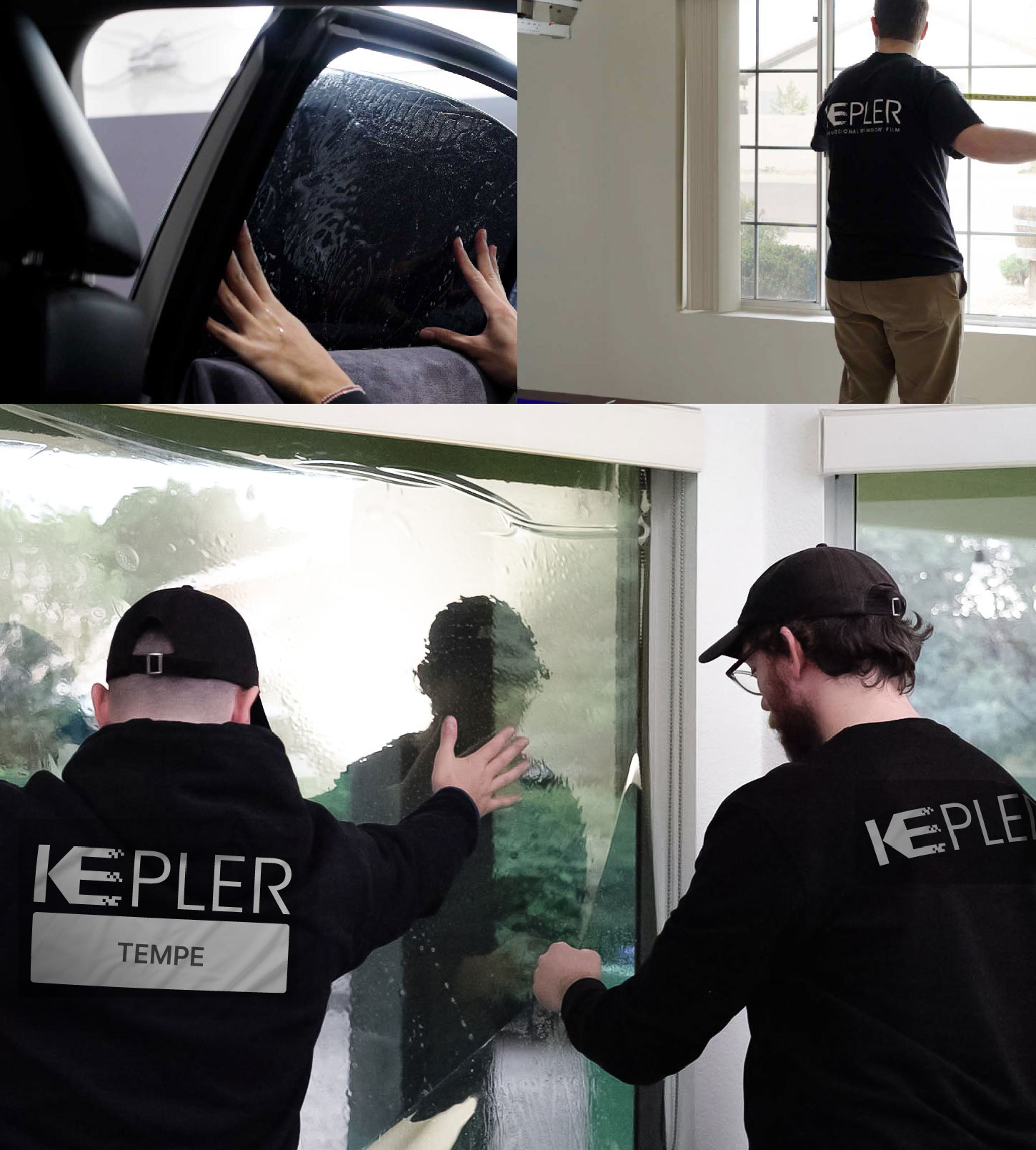 Expert Technician Applying High-tech Window Tint to Home in Tempe