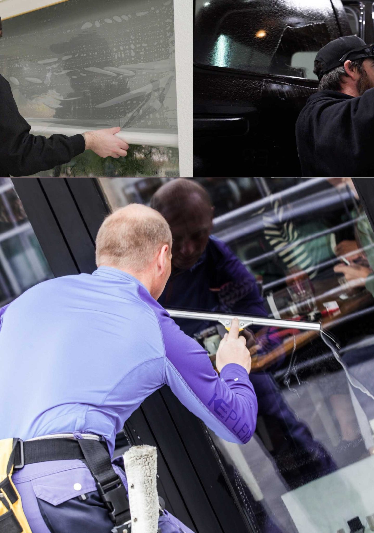 Kepler Skilled Applying Anti-Graffiti Window Film to a Pullman Shop Front
