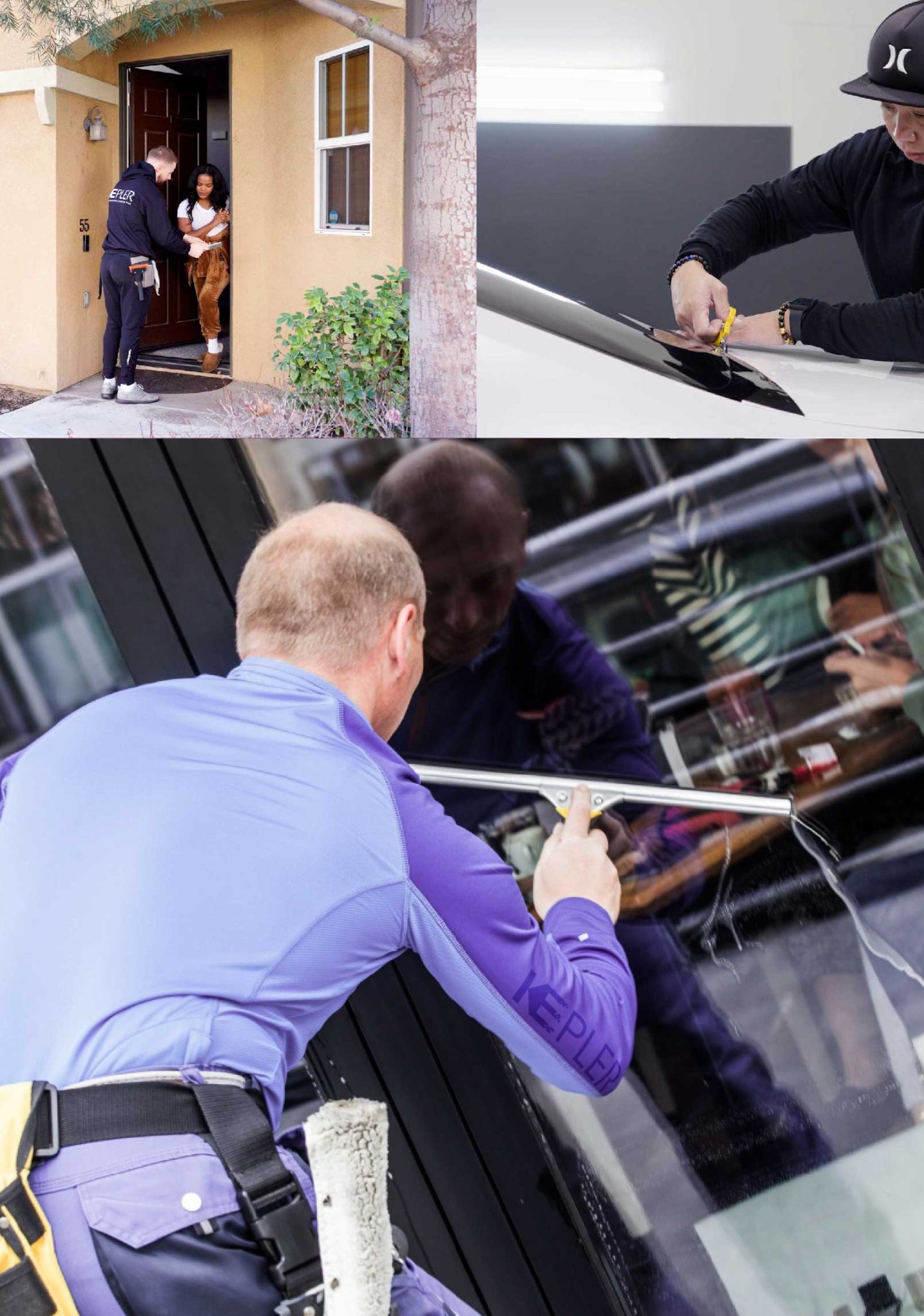 Kepler Skilled Applying Anti-Graffiti Window Film to a Pasco Shop Front