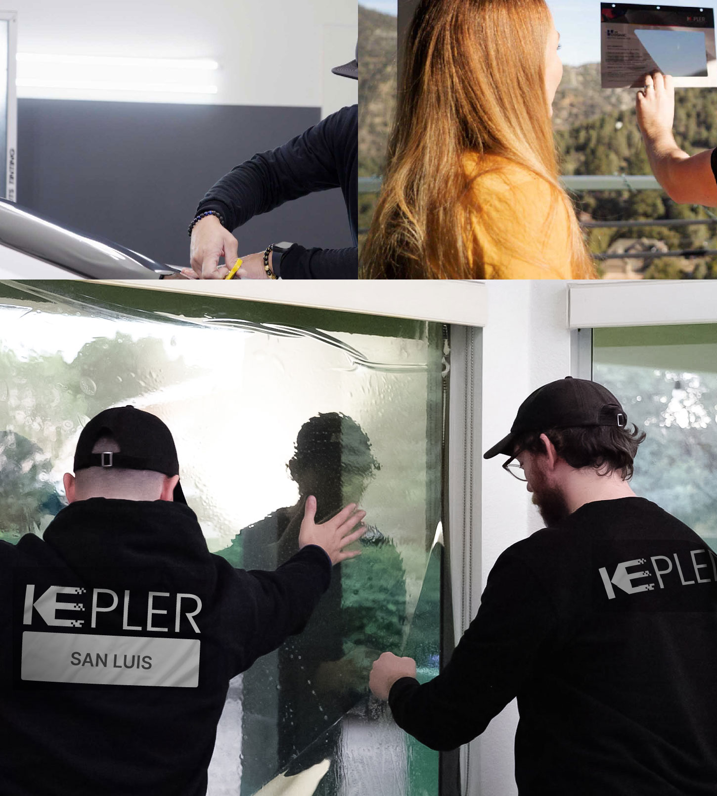Expert Technician Applying Ceramic Window Tint to Home in San Luis