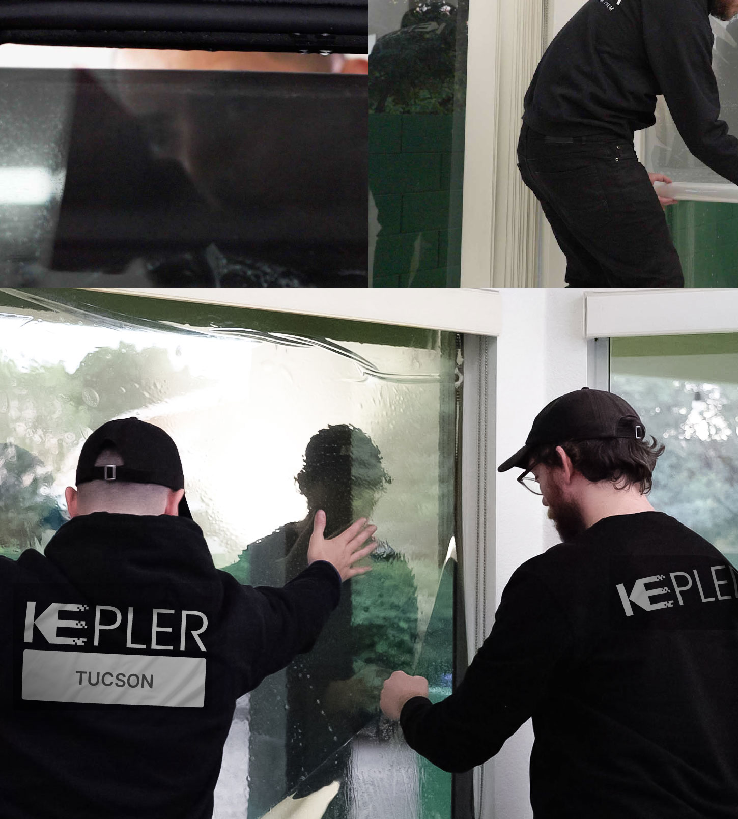 Kepler Technician Applying Advanced Window Tint to Home in Tucson