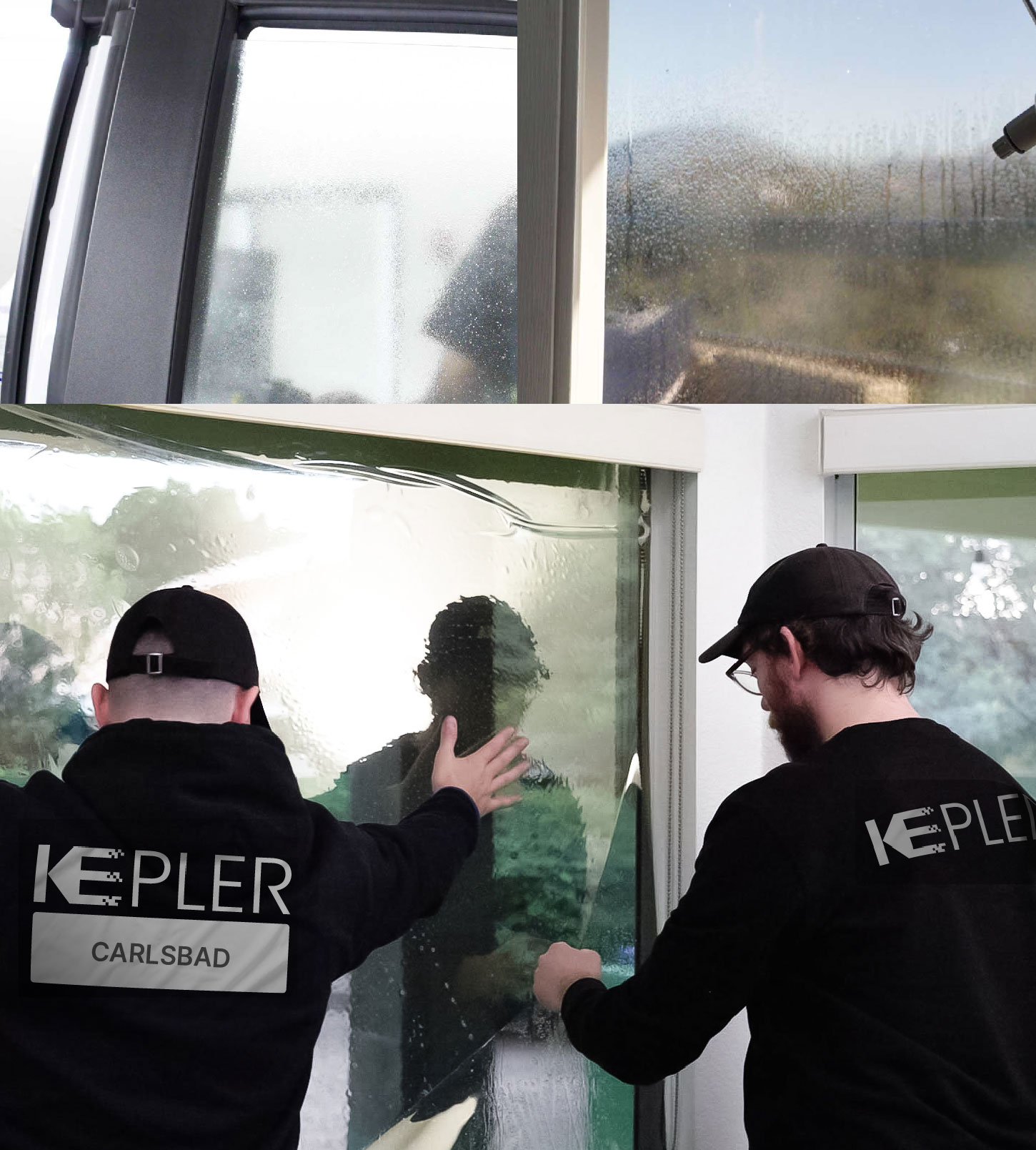 Kepler Technician Installing Ceramic Window Tint to Home in Carlsbad