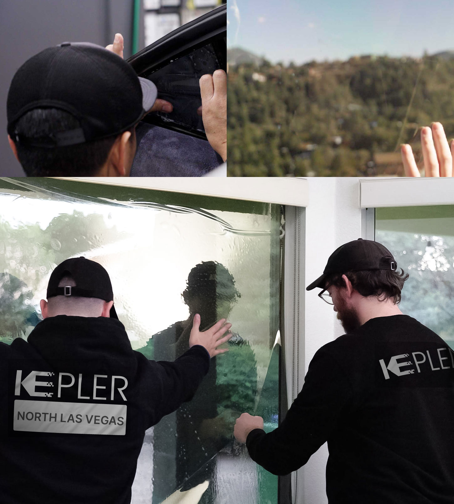 Expert Technician Applying Ceramic Window Tint to Home in North Las Vegas
