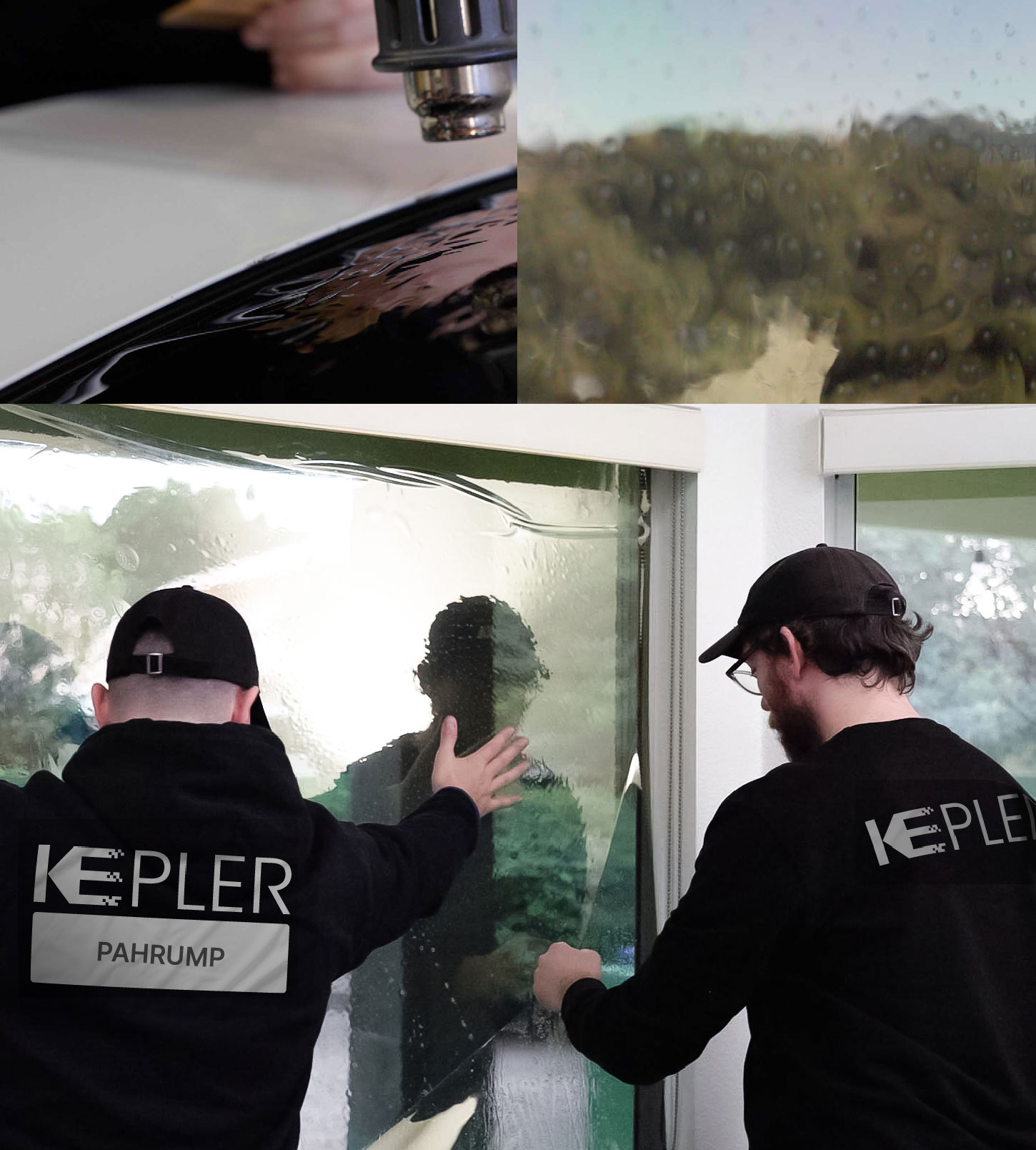 Kepler Technician Applying Ceramic Window Tint to Home in Pahrump