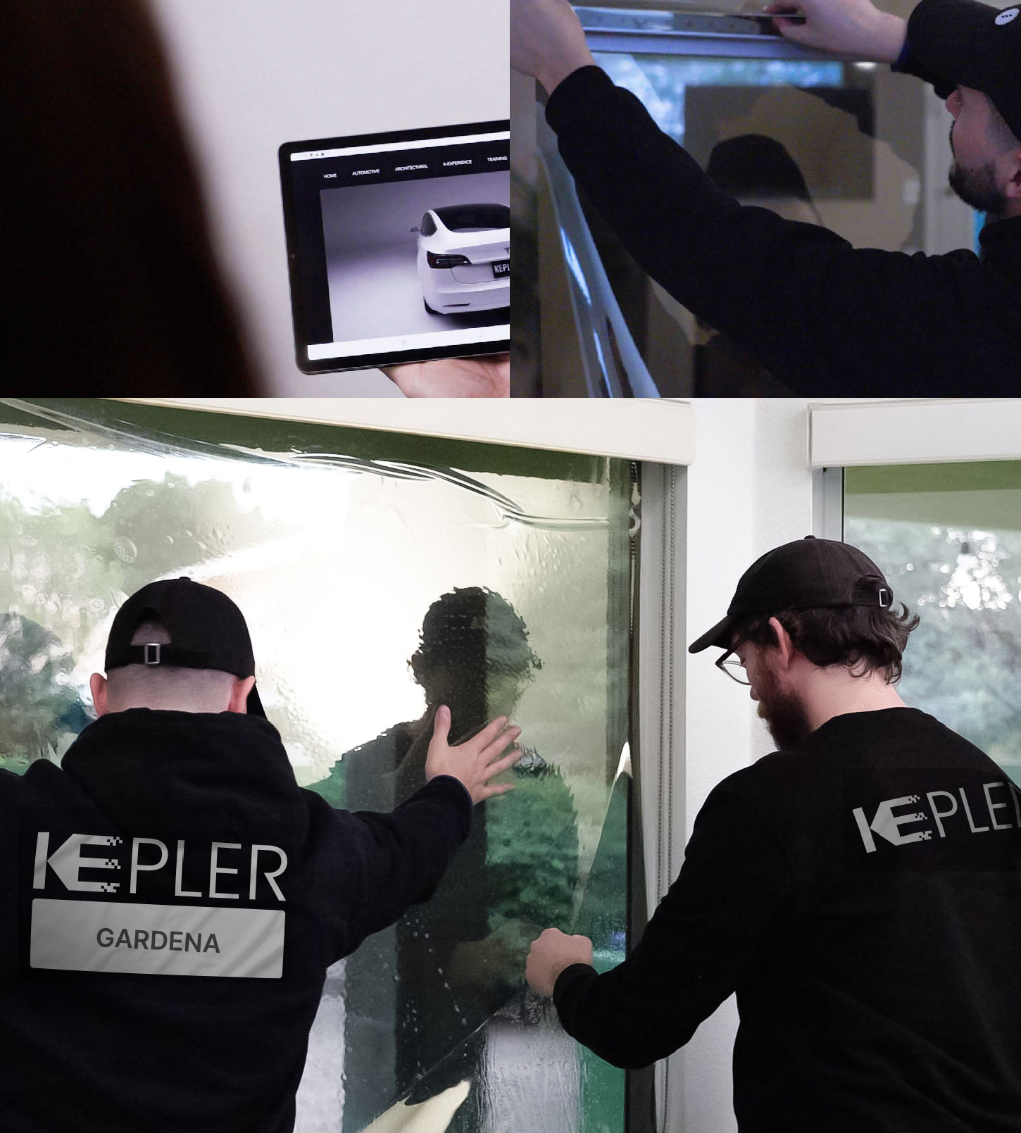 Kepler Technician Installing Ceramic Window Tint to Home in Gardena