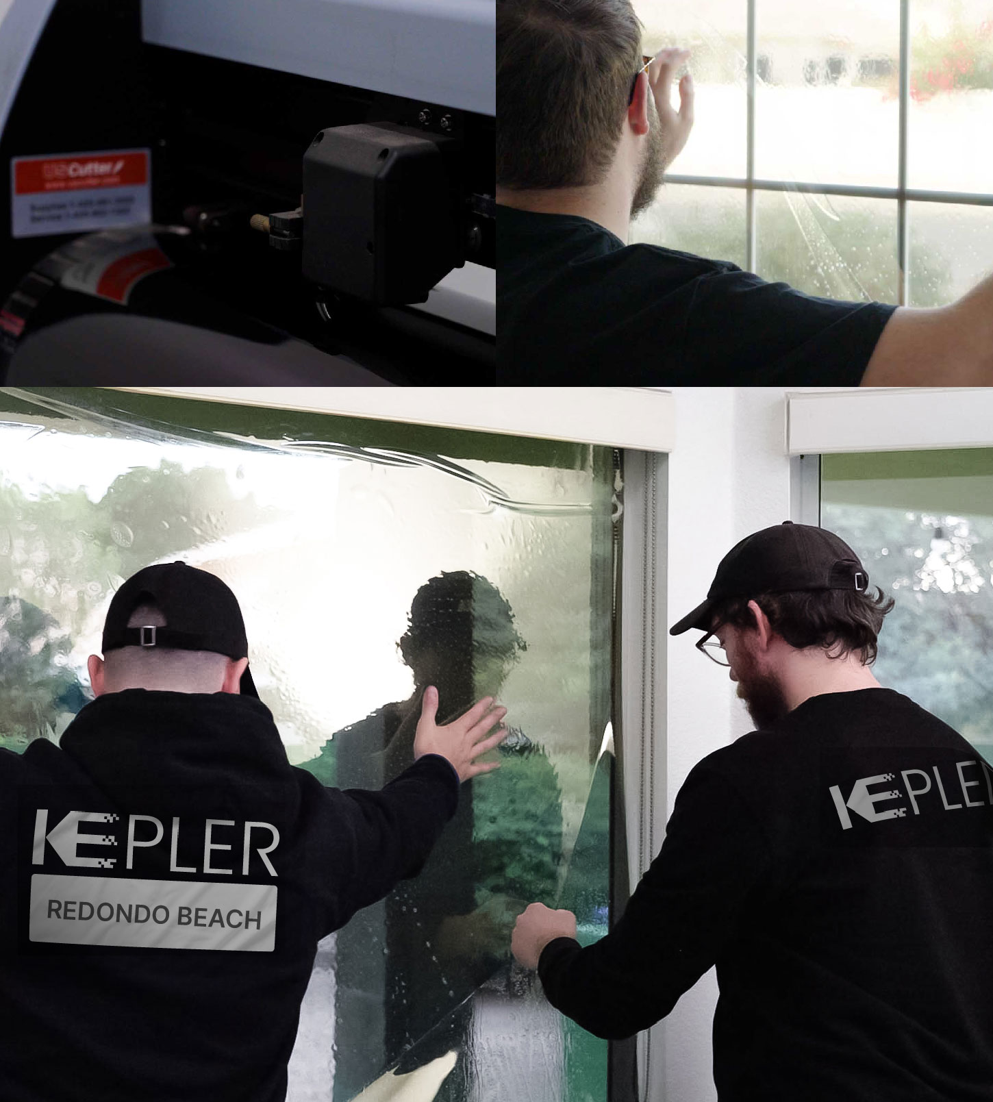 Kepler Technician Fitting Ceramic Window Tint to Home in Redondo Beach