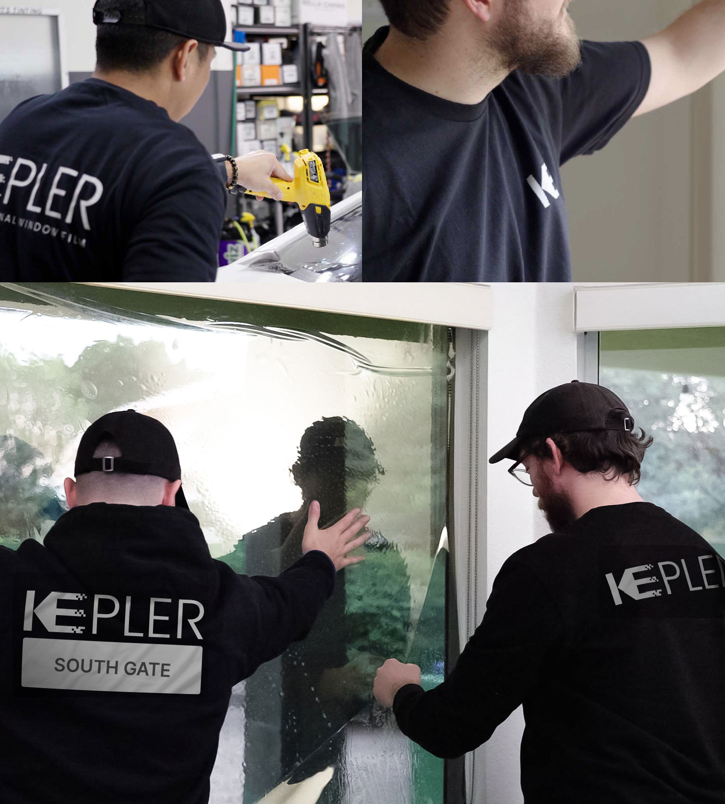 Expert Technician Installing Ceramic Window Tint to Home in South Gate