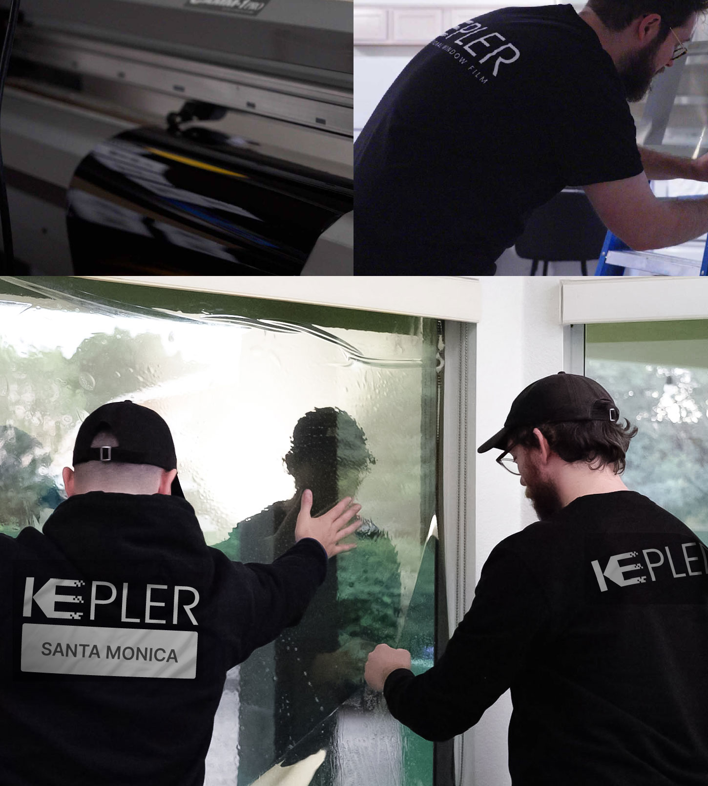 Expert Technician Fitting High-tech Window Tint to Home in Santa Monica