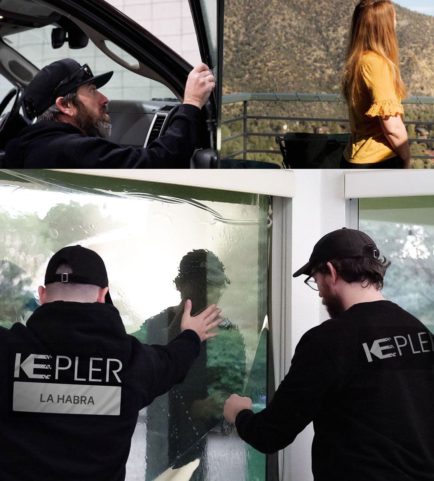 Kepler Technician Installing Ceramic Window Tint to Home in La Habra