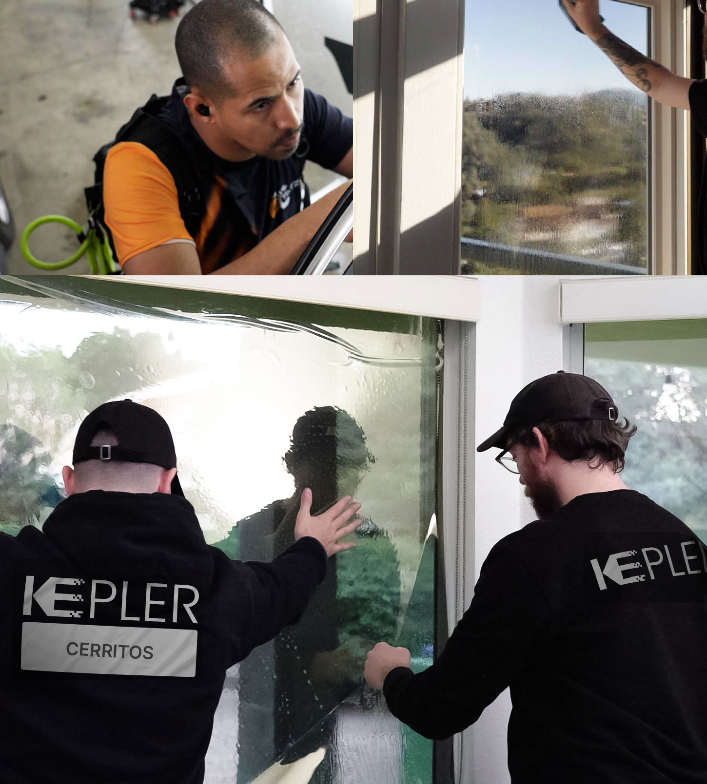 Expert Technician Installing Ceramic Window Tint to Home in Cerritos