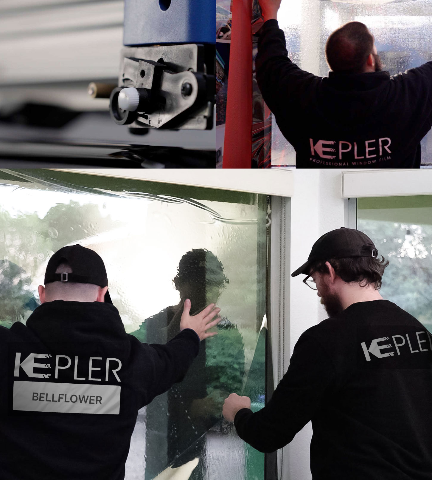 Expert Technician Applying High-tech Window Tint to Home in Bellflower