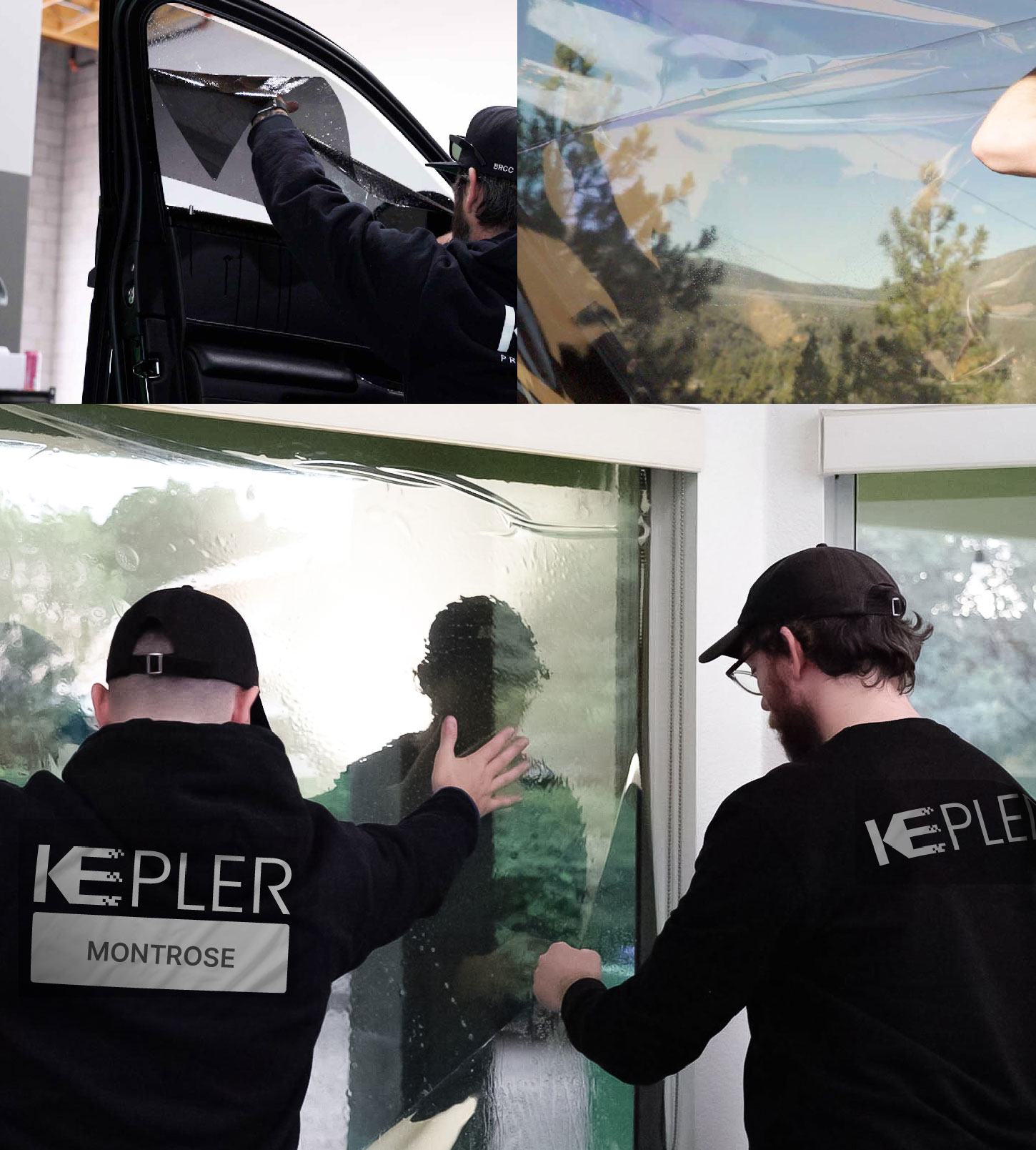 Expert Technician Applying Ceramic Window Tint to Home in Montrose