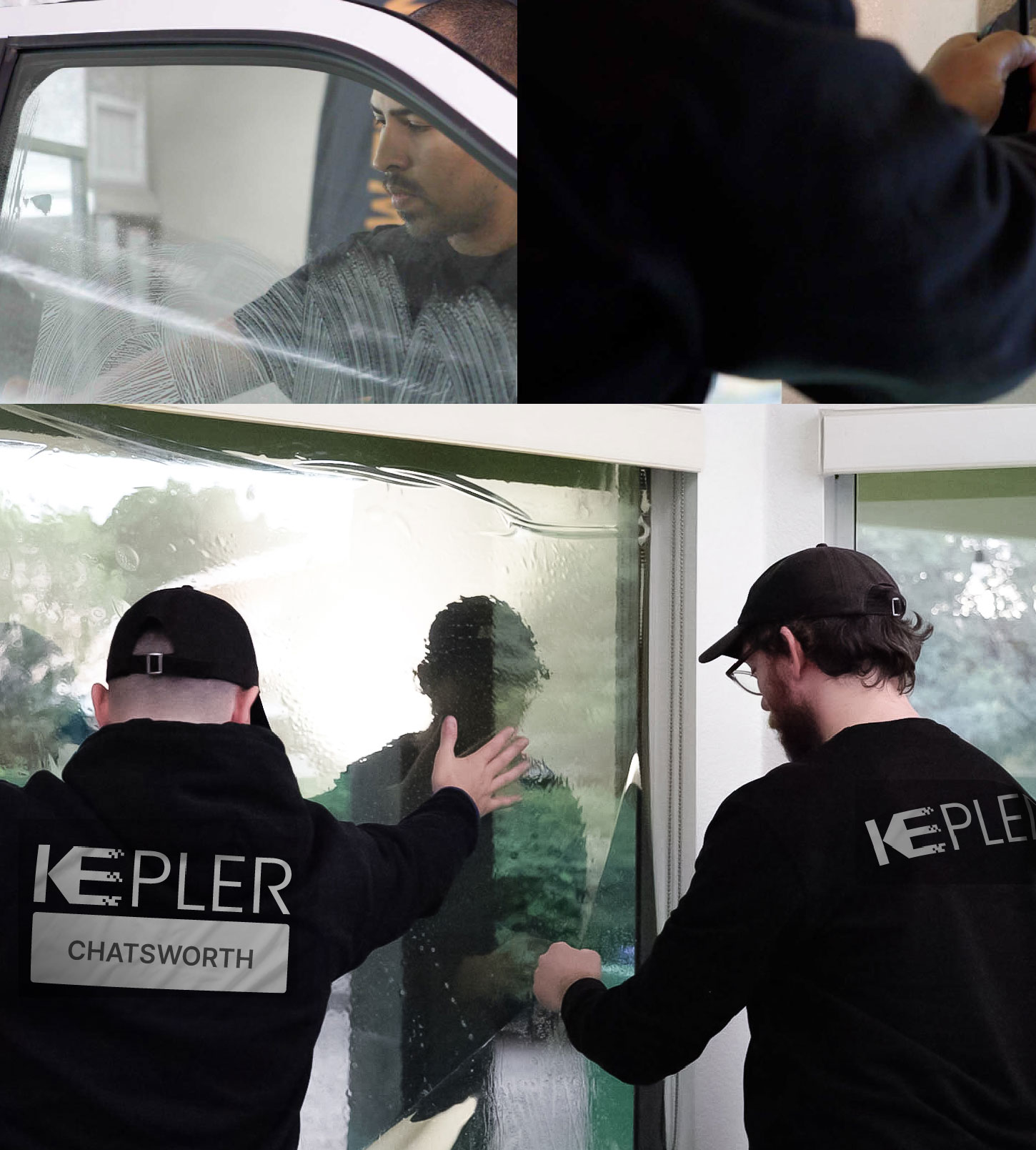 Expert Technician Installing Ceramic Window Tint to Home in Chatsworth