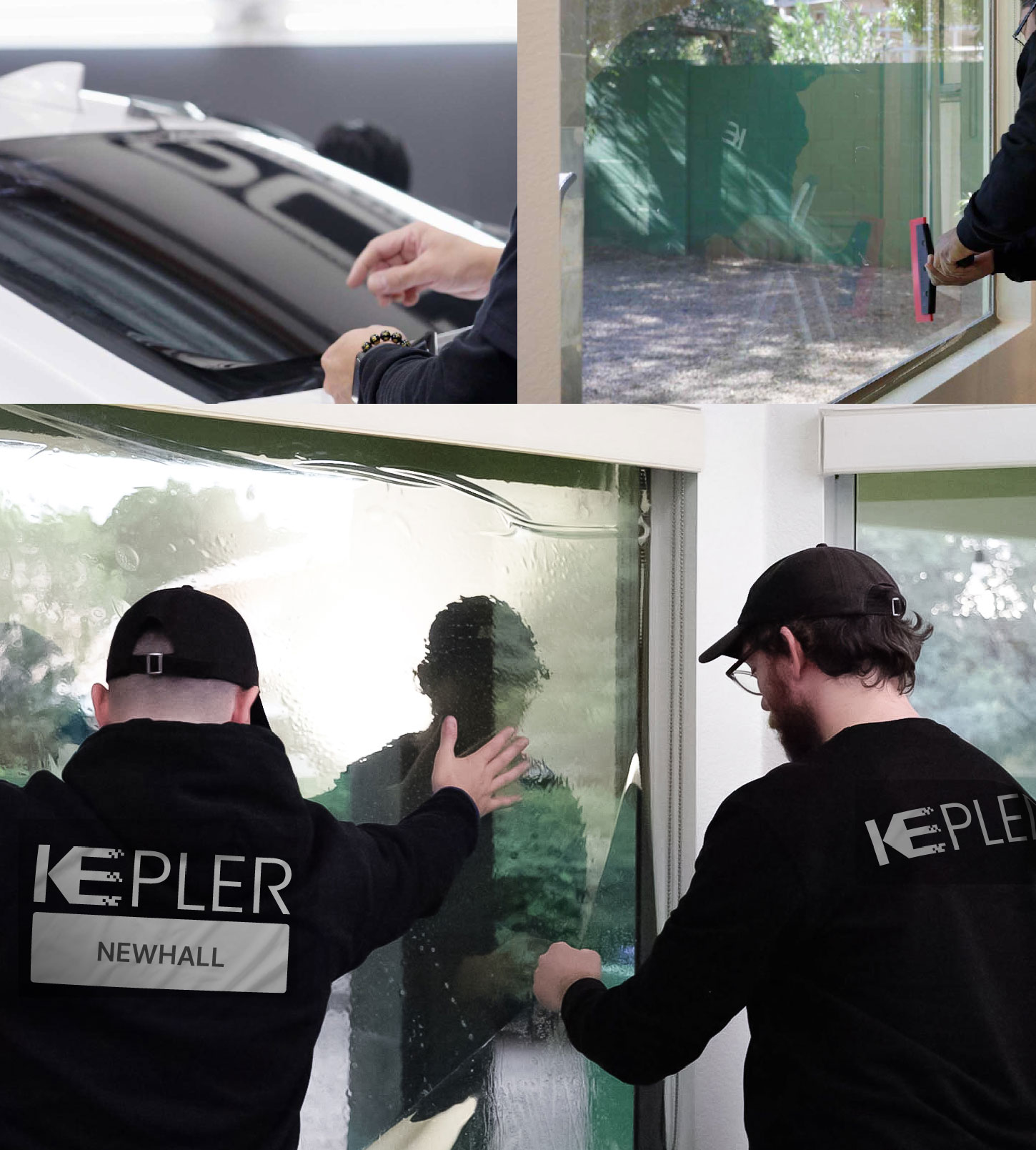 Expert Technician Applying Advanced Window Tint to Home in Newhall