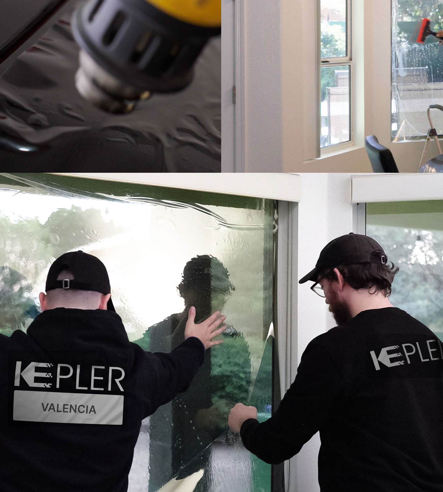 Kepler Technician Applying Ceramic Window Tint to Home in Valencia